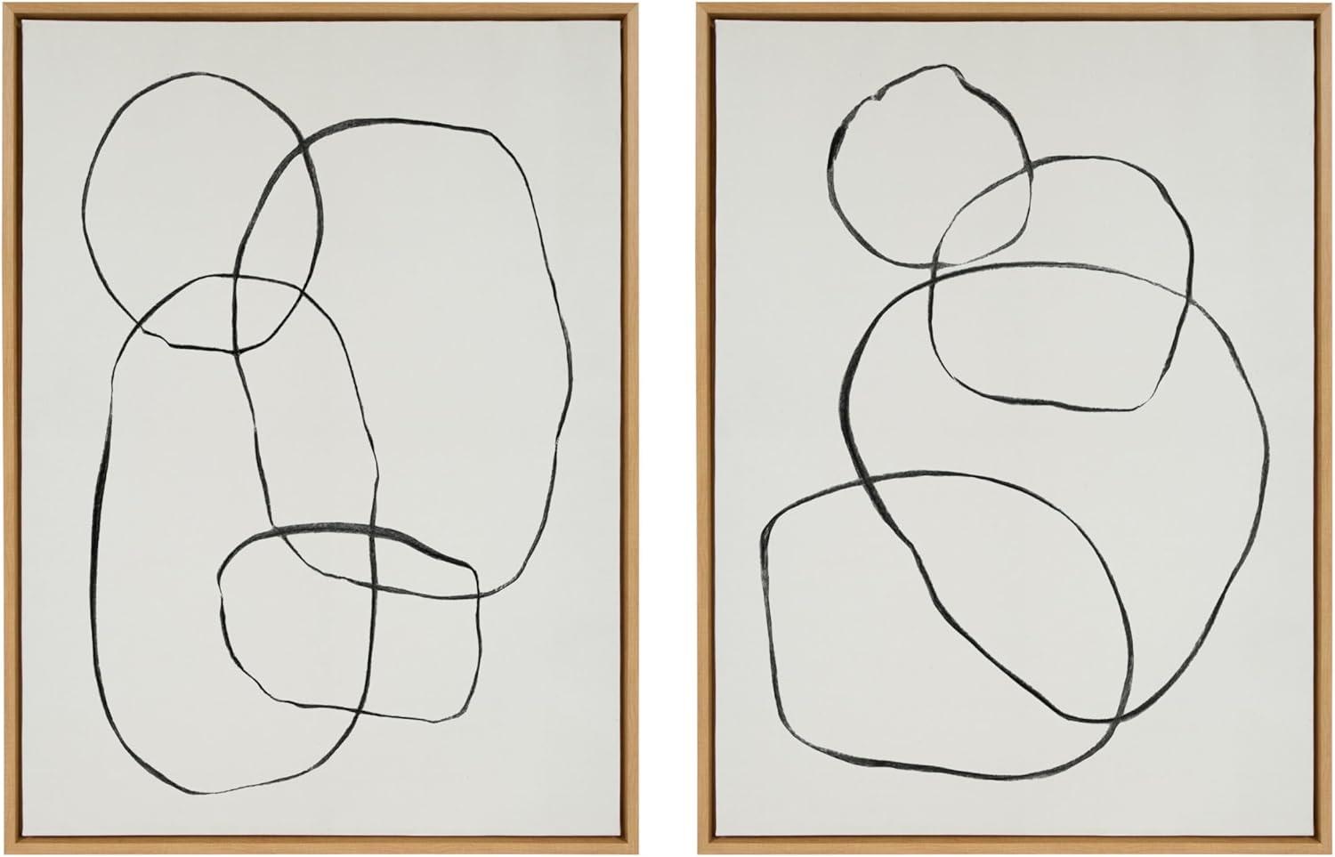 Kate & Laurel All Things Decor (Set of 2) 28"x38" Sylvie Going in Circles Framed Canvas Wall Arts by Teju Reval of SnazzyHues Natural