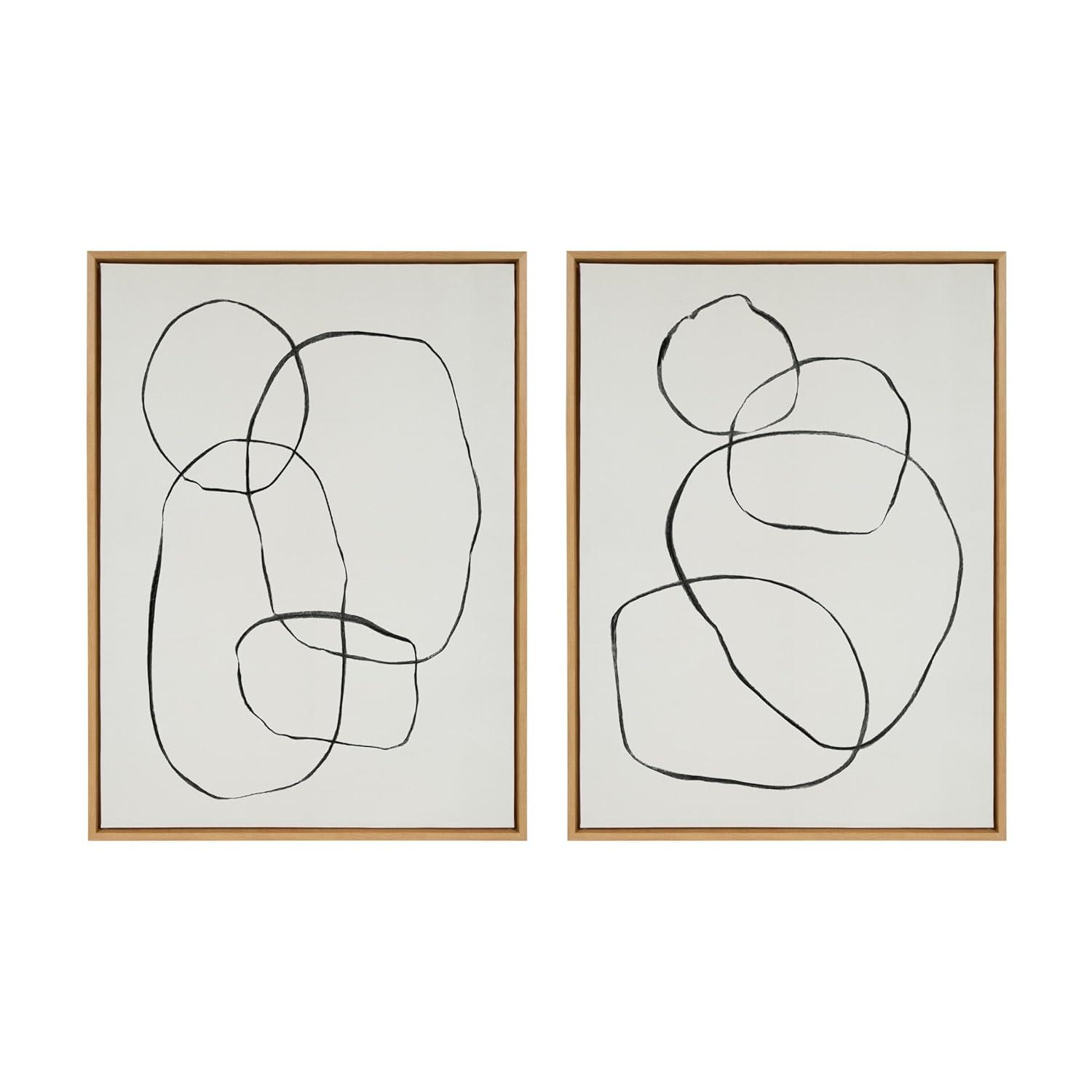 Kate & Laurel All Things Decor (Set of 2) 28"x38" Sylvie Going in Circles Framed Canvas Wall Arts by Teju Reval of SnazzyHues Natural