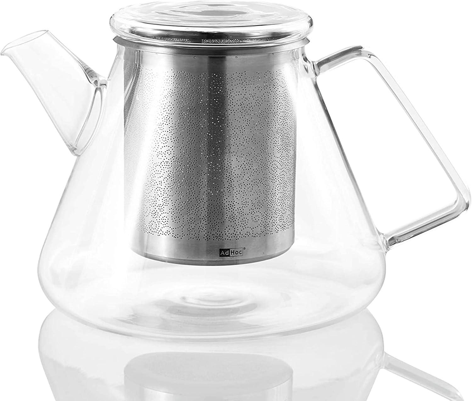 AdHoc 50oz Clear Borosilicate Glass Teapot with Infuser