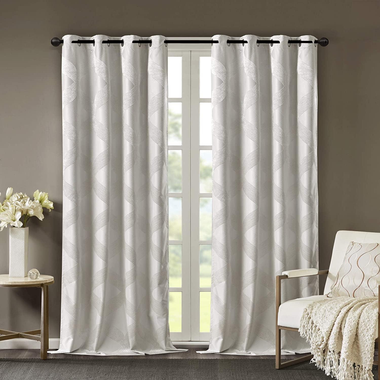 Madison Park Bentley Ogee Knitted Jacquard Geometric Total Blackout Single Curtain Panel