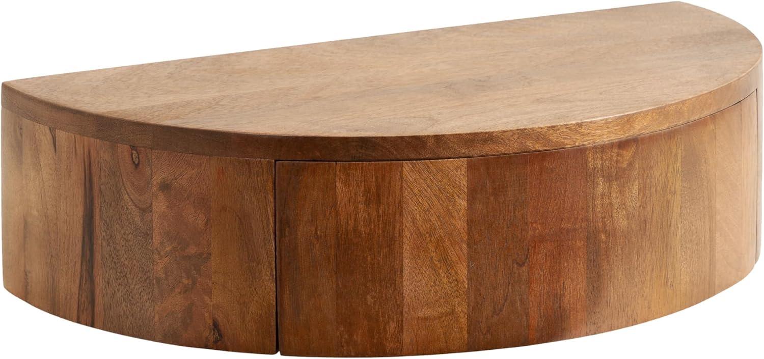 Walnut Brown Mango Wood Floating Side Table with Drawer