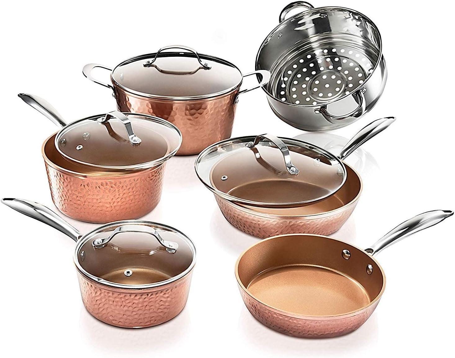 Gotham Steel Hammered 10 Piece Nonstick Cookware Set