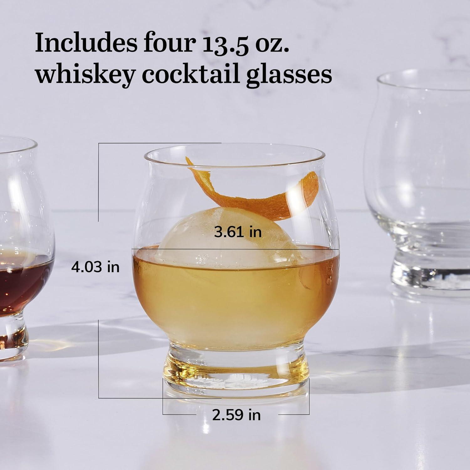 Libbey Signature 13.5 Oz Clear Glass Whiskey Cocktail Set of 4