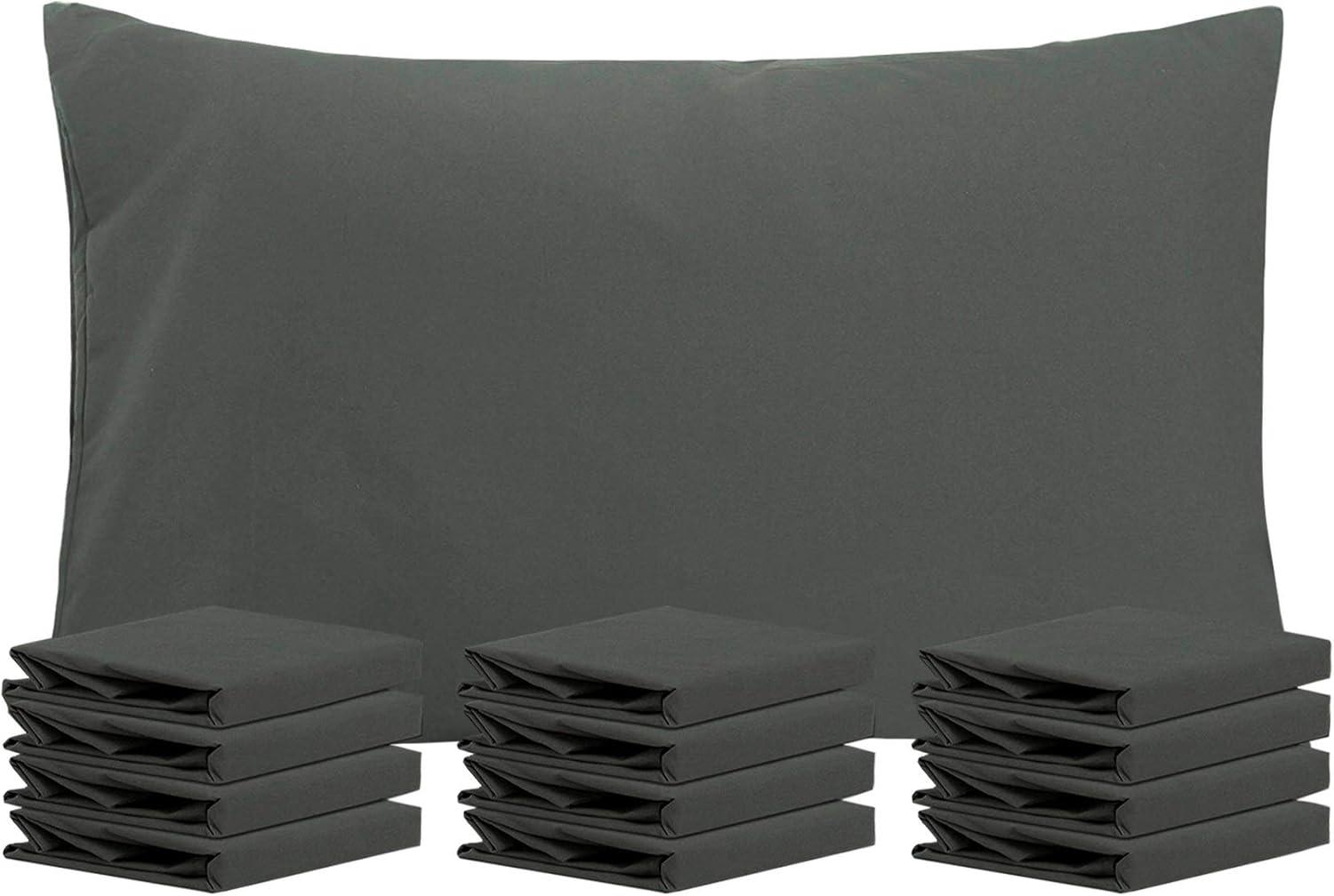 Dark Gray Microfiber Queen Pillowcases with Envelope Closure