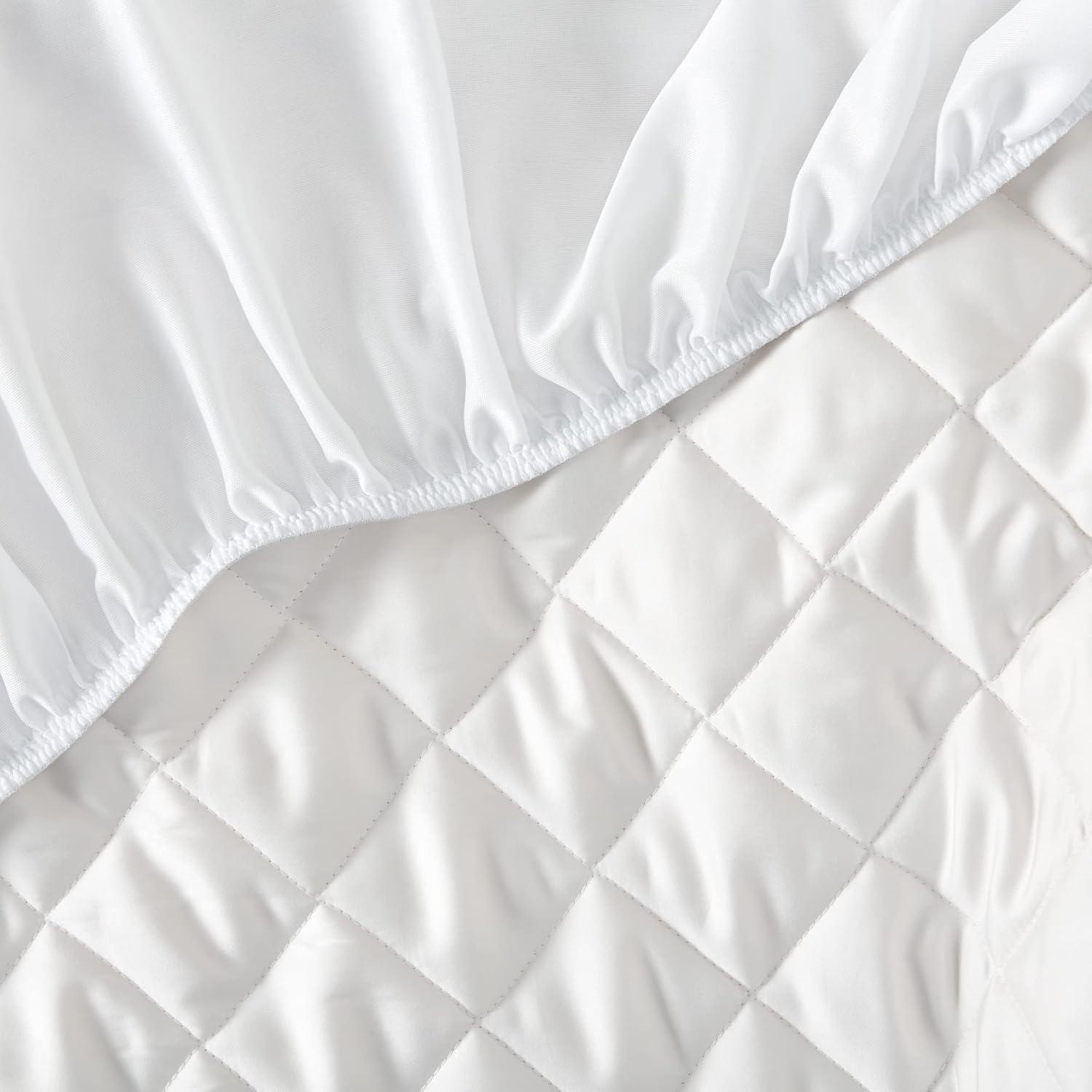 Queen White Waterproof Cooling Mattress Pad