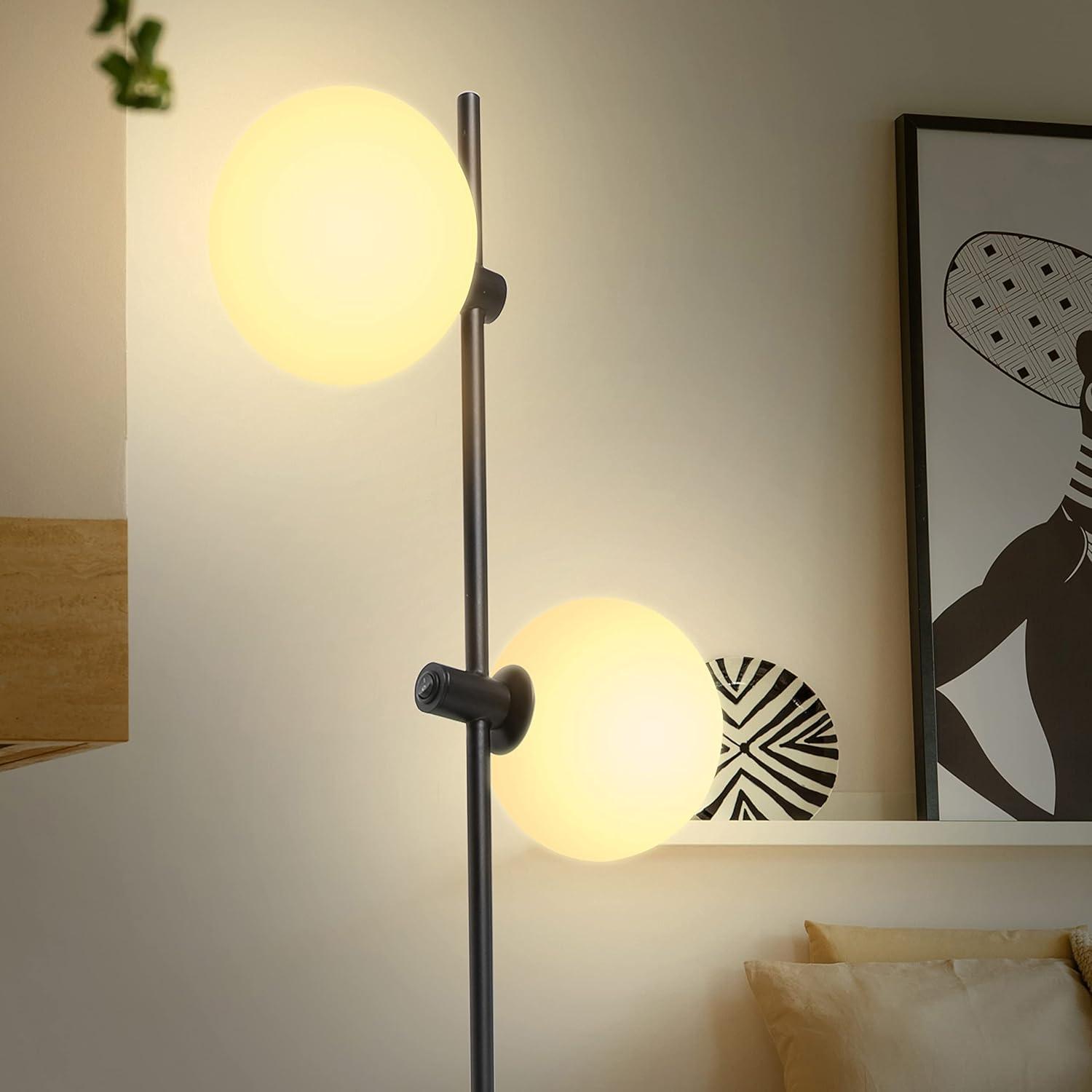 Equinox Modern Black LED Wall Sconce Lamp with Frosted Glass Globes