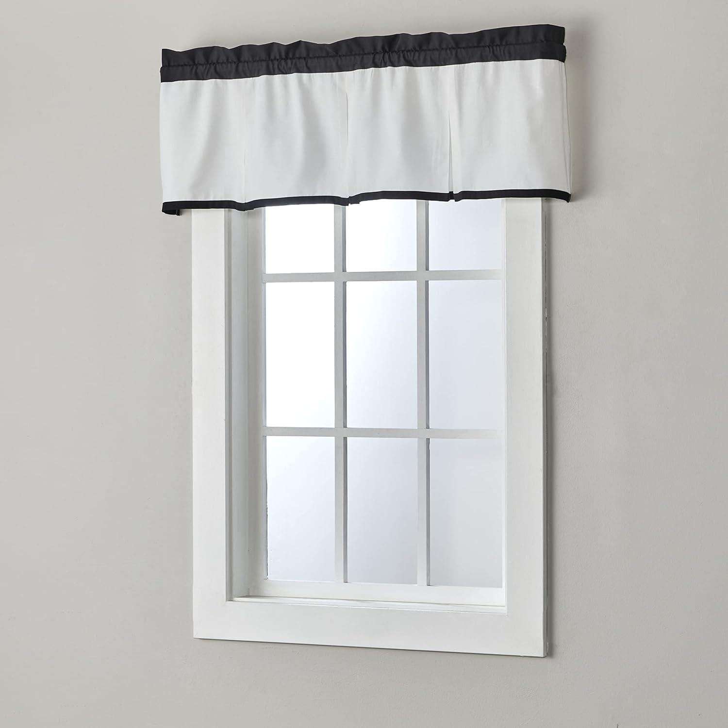 Black and White Box Pleated Rod Pocket Valance 48" x 13"