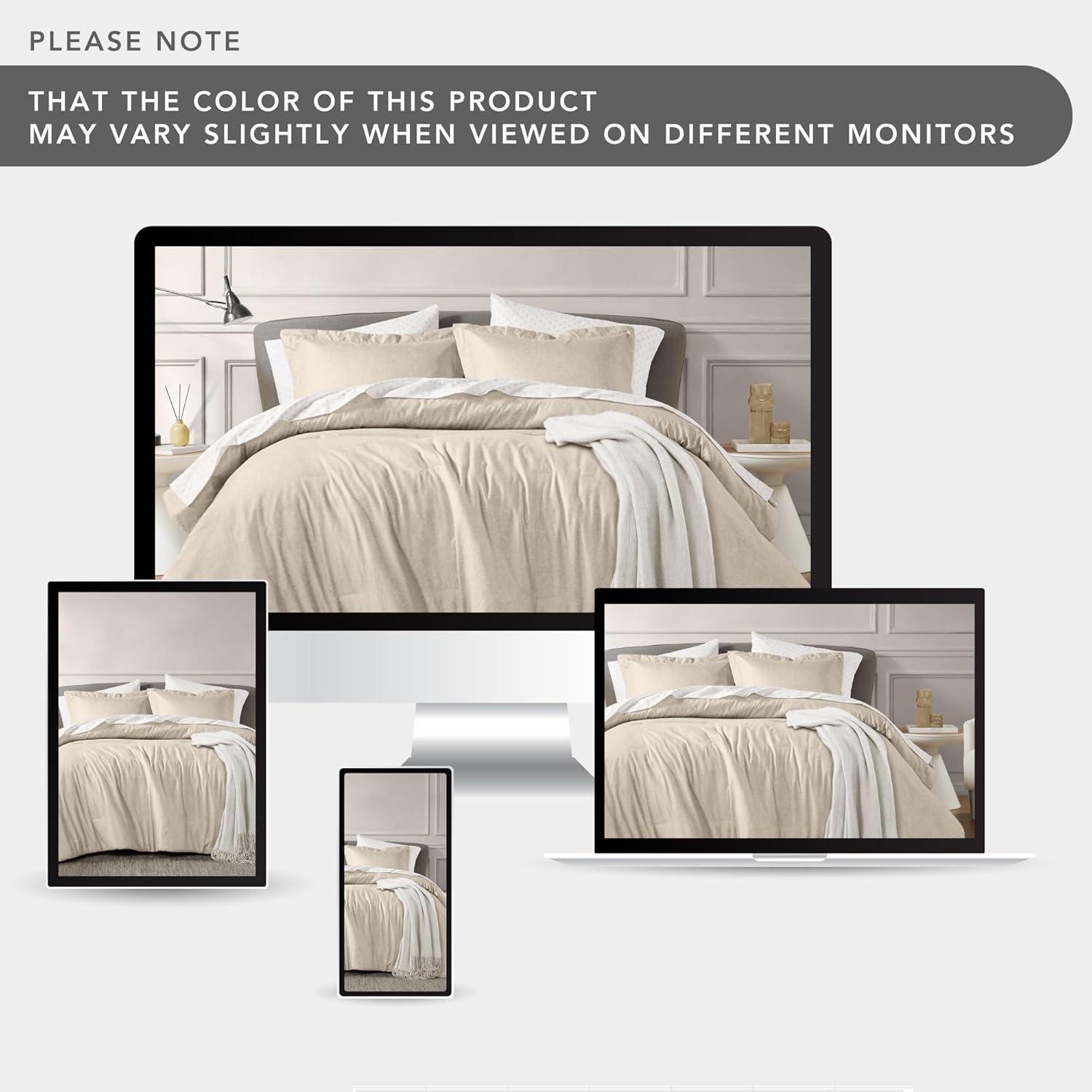 Lightweight Grey Comforter for Queen Size and Full Size Bed, Modern Chambray Bedding Set, Including 1 Comforter and 2 Pillow Shams