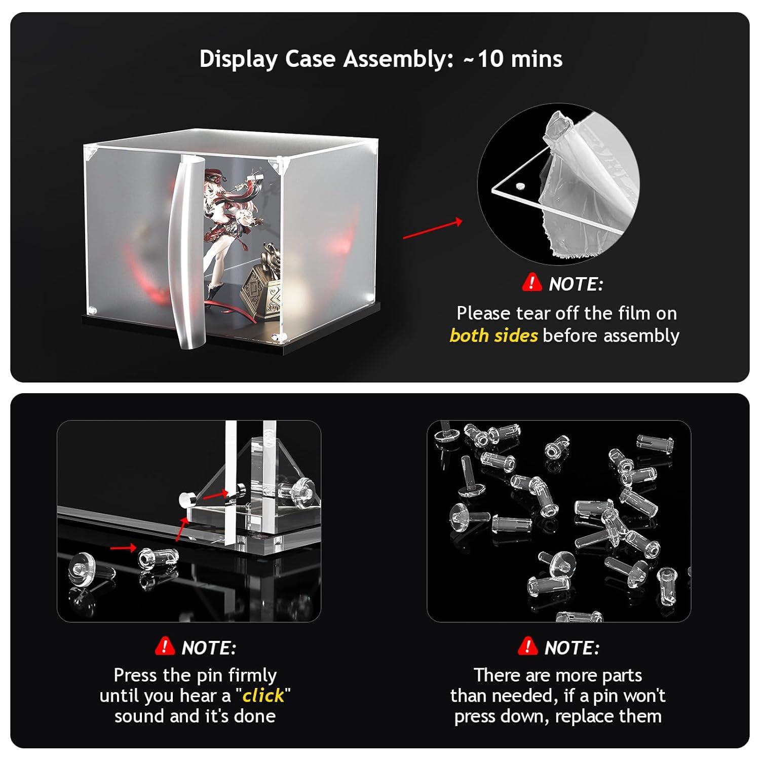 Acrylic Display Case for Collectibles Assemble Clear Acrylic Display Box for Lego Alternative Glass Case for Showcasing Figures Doll Toys Home Storage(6x6x10 inch, 15x15x25 cm)