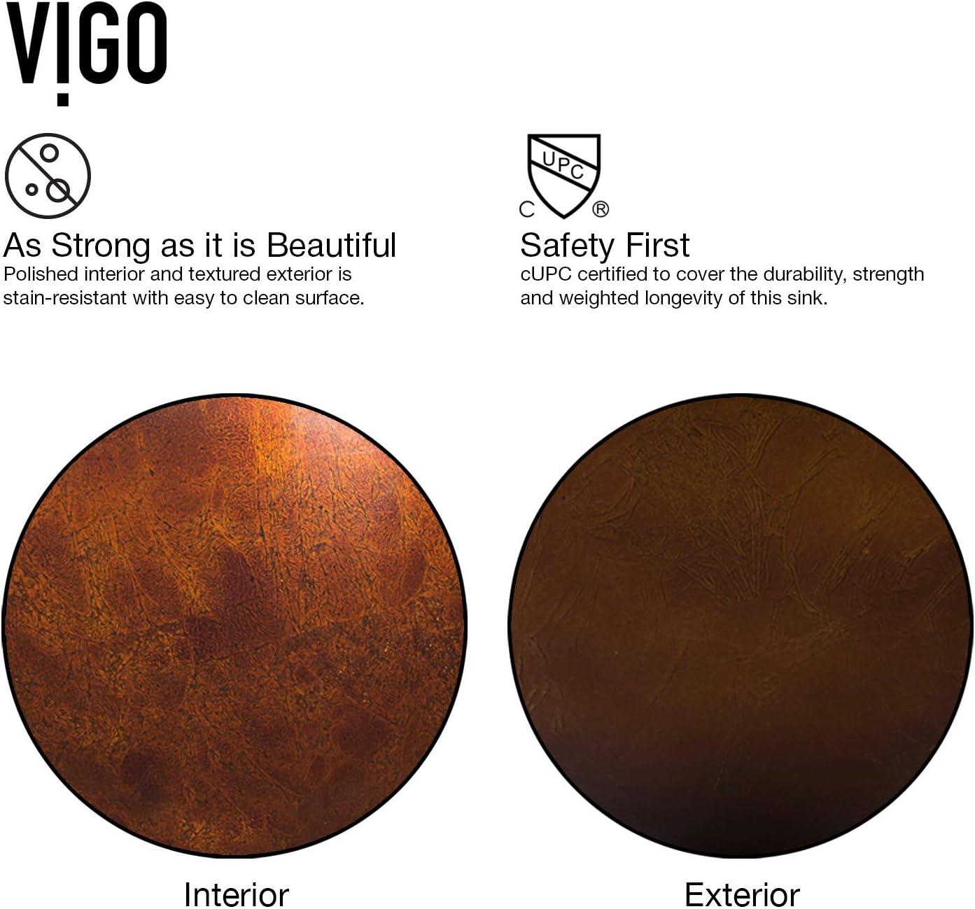 VIGO Giovanni Russet Brown Glass 17 in. L x 17 in. W x 6 in. H Round Vessel Bathroom Sink