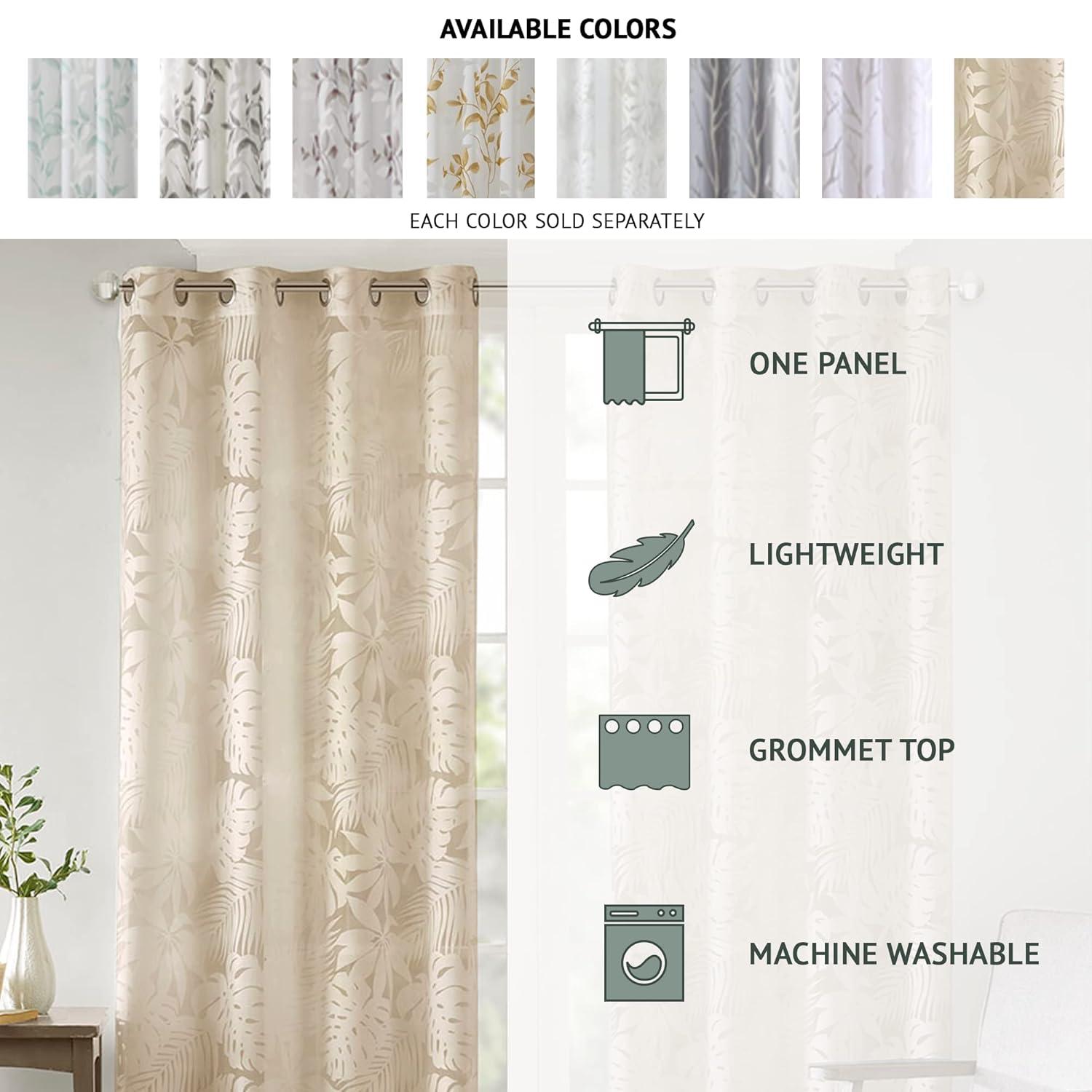 Madison Park Leilani Palm Leaf Burnout Window Sheer