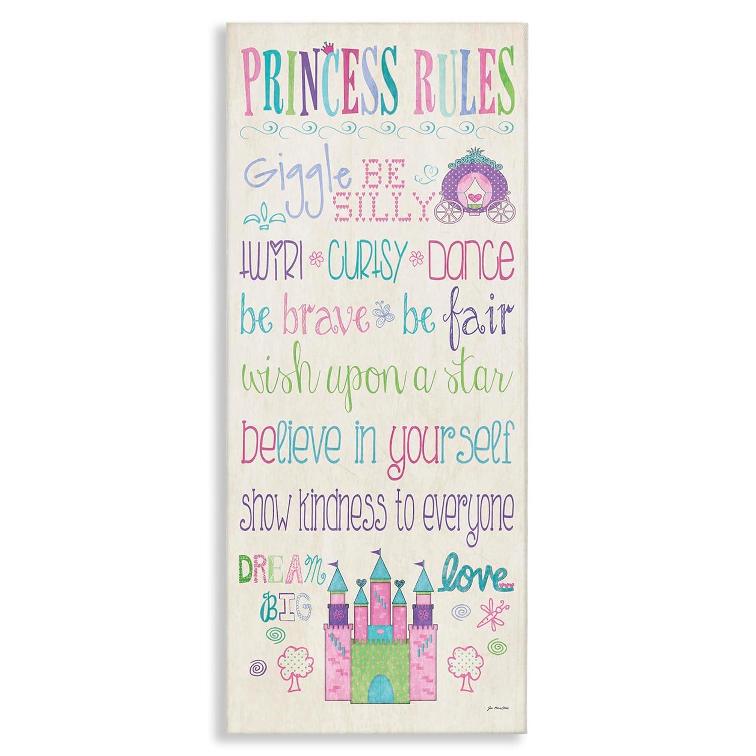 The Kids Room by Stupell Princess Rules With Castle And Carriage Canvas Wall Art by Jo Moulton