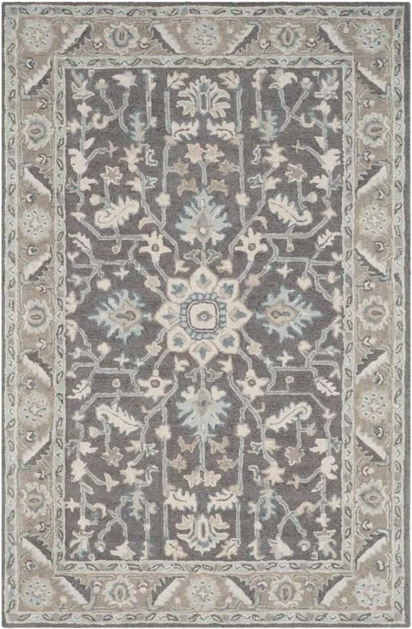 Handmade Gray Wool Tufted Floral Area Rug 2' x 3'