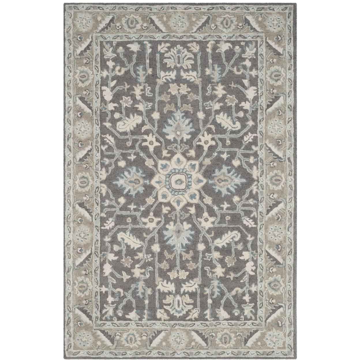 Blossom BLM217 Hand Tufted Accent Rug - Dark Grey/Light Brown - 2'x3' - Safavieh.