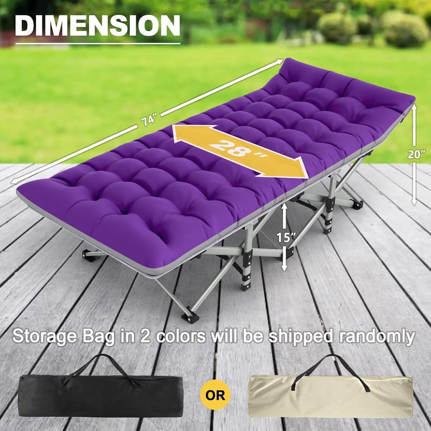 Suteck Folding Camping Cot Portable Outdoor Heavy Duty Sleeping Cot with Mattress and Carry Bag