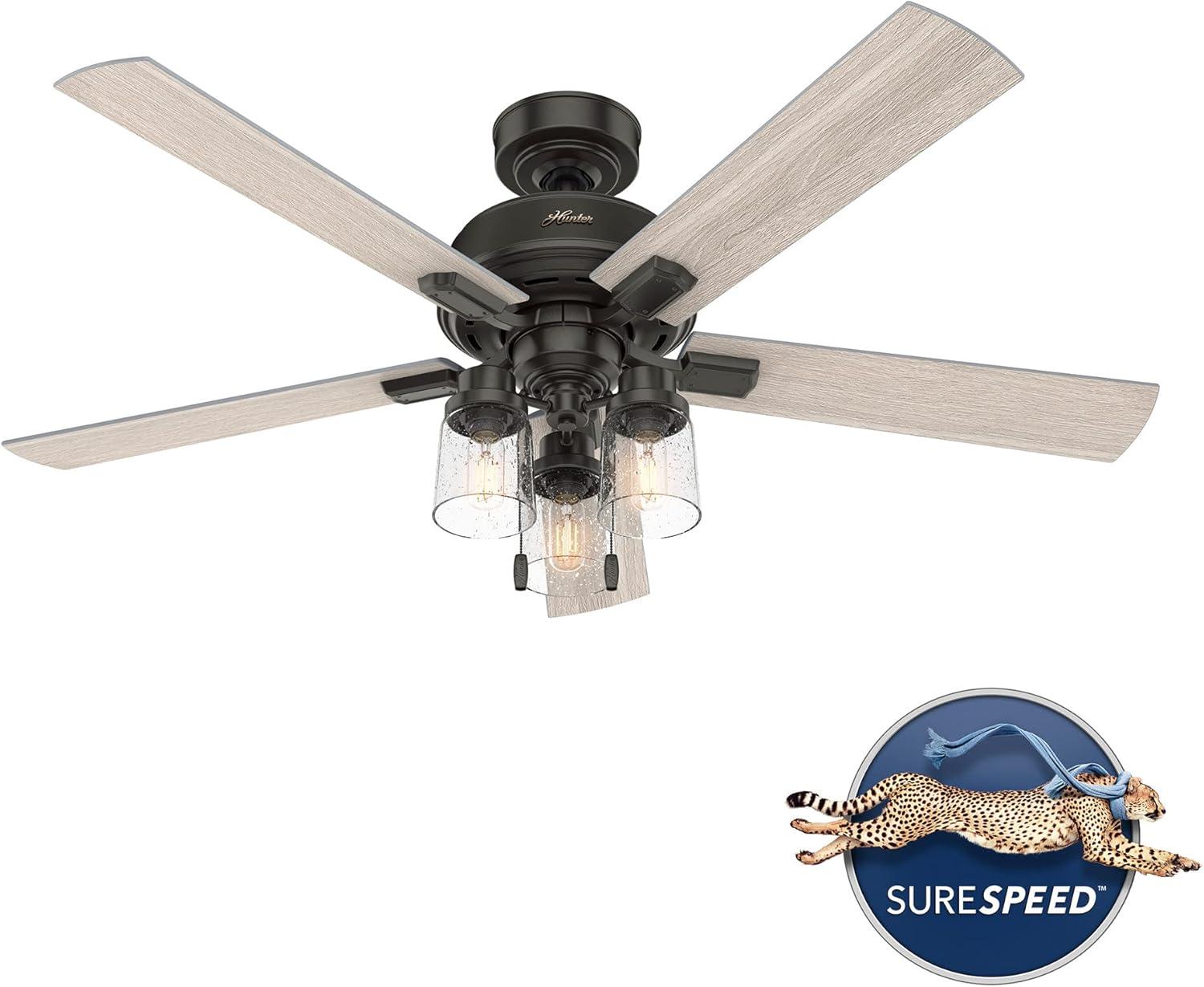 52" Hartland 5 - Blade Standard Ceiling Fan with Pull Chain and Light Kit Included