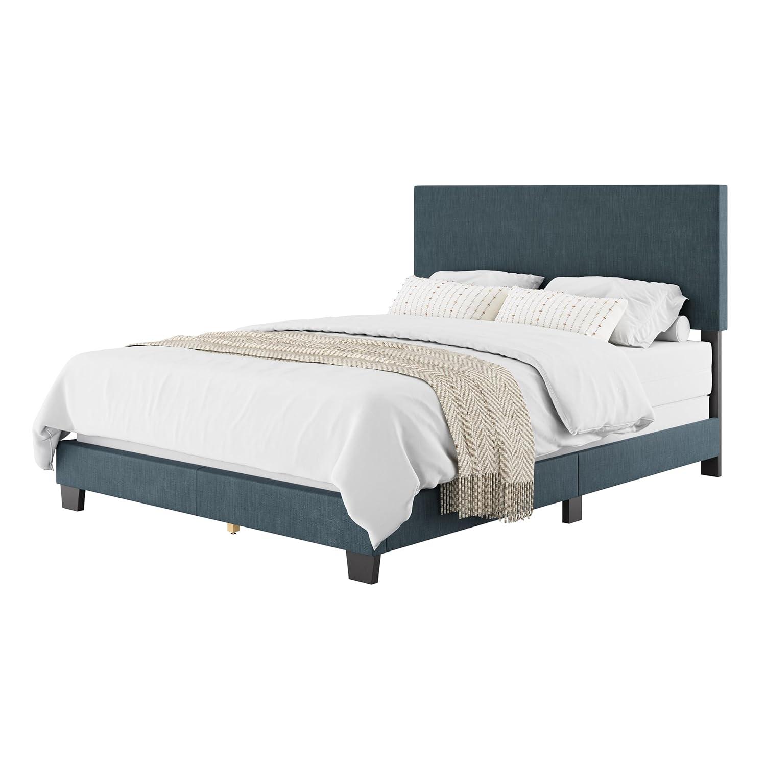 Celeste Modern Upholstered King Bed Beige - CorLiving: Transitional Style, Polyester Fabric, MDF & Wood Frame
