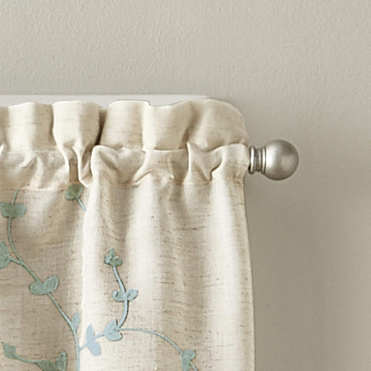 CHF Lynette Indoor , Polyester/Linen/Other Fiber , Light Filtering Tailored Valance Rod Pocket , Aqua , 56"x14"