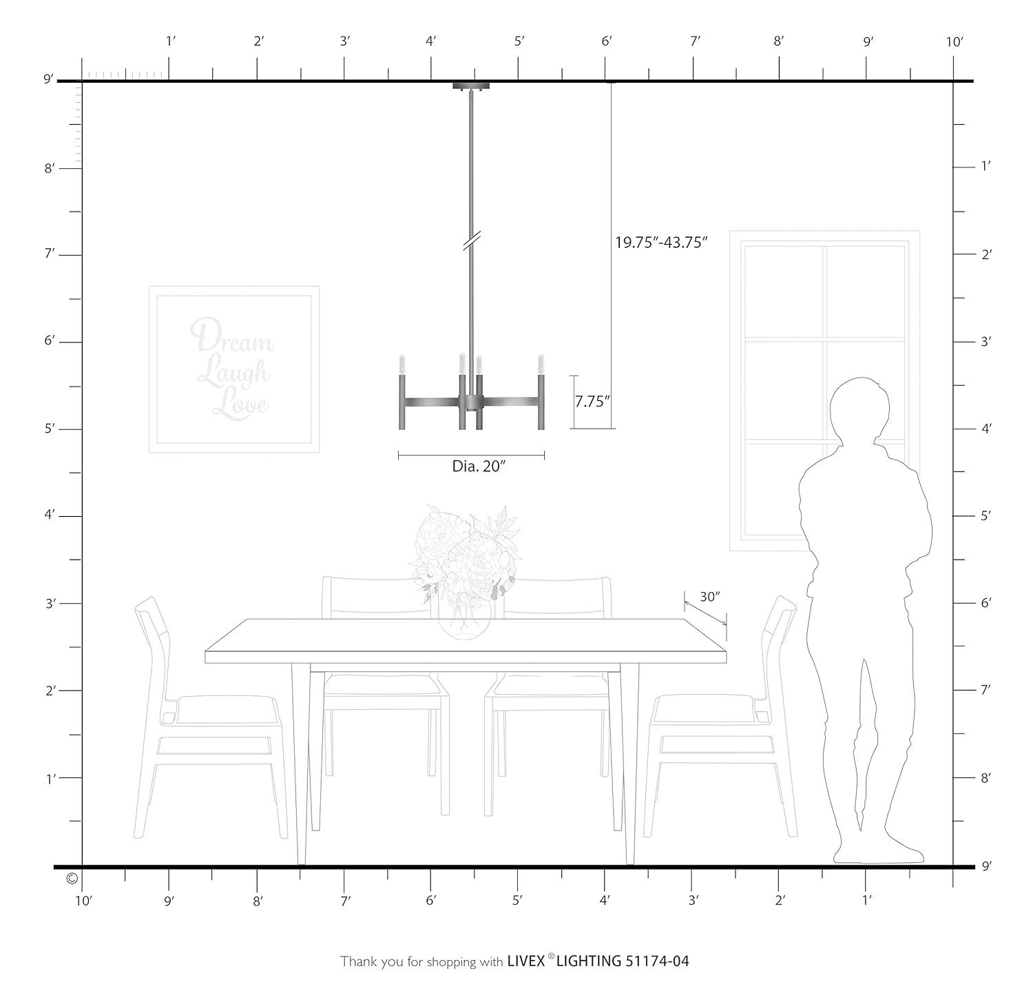 Livex Lighting Copenhagen 4 - Light Chandelier in  Black