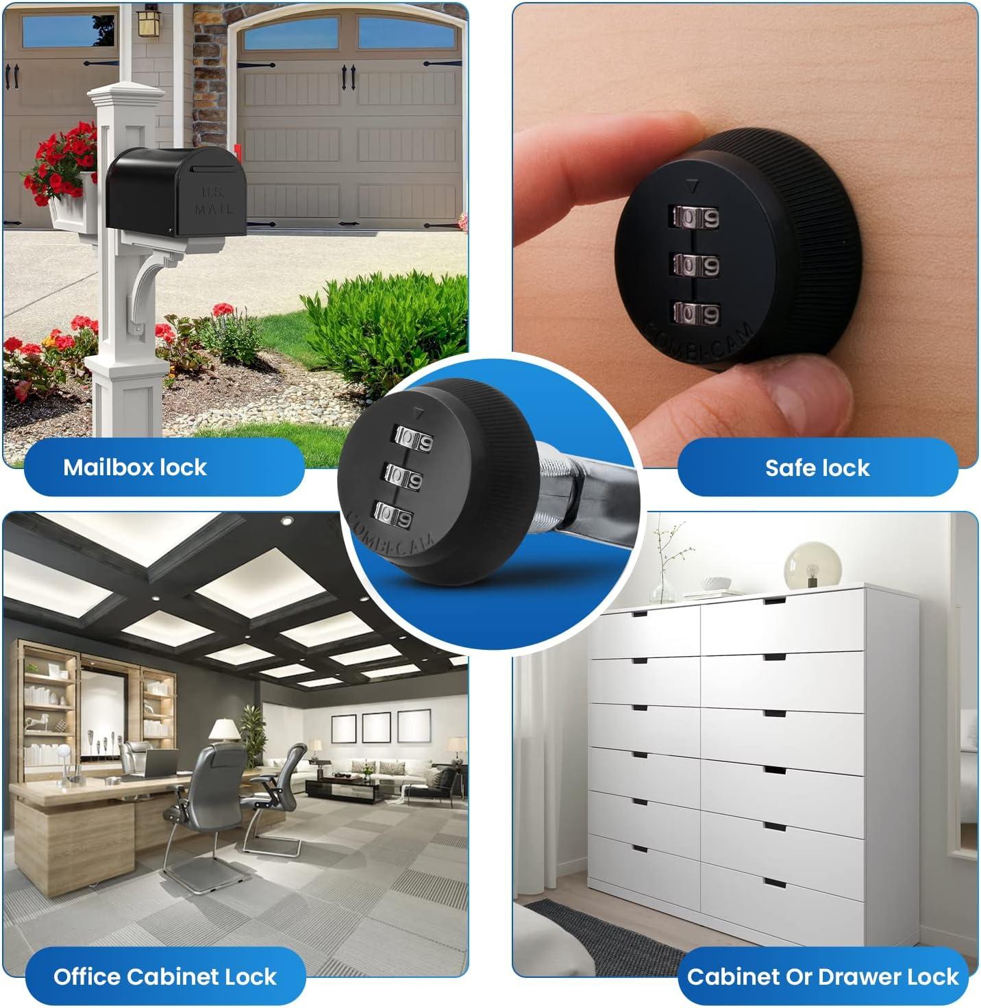 Black Zinc Keyless Combination Cam Lock for Cabinets and Drawers