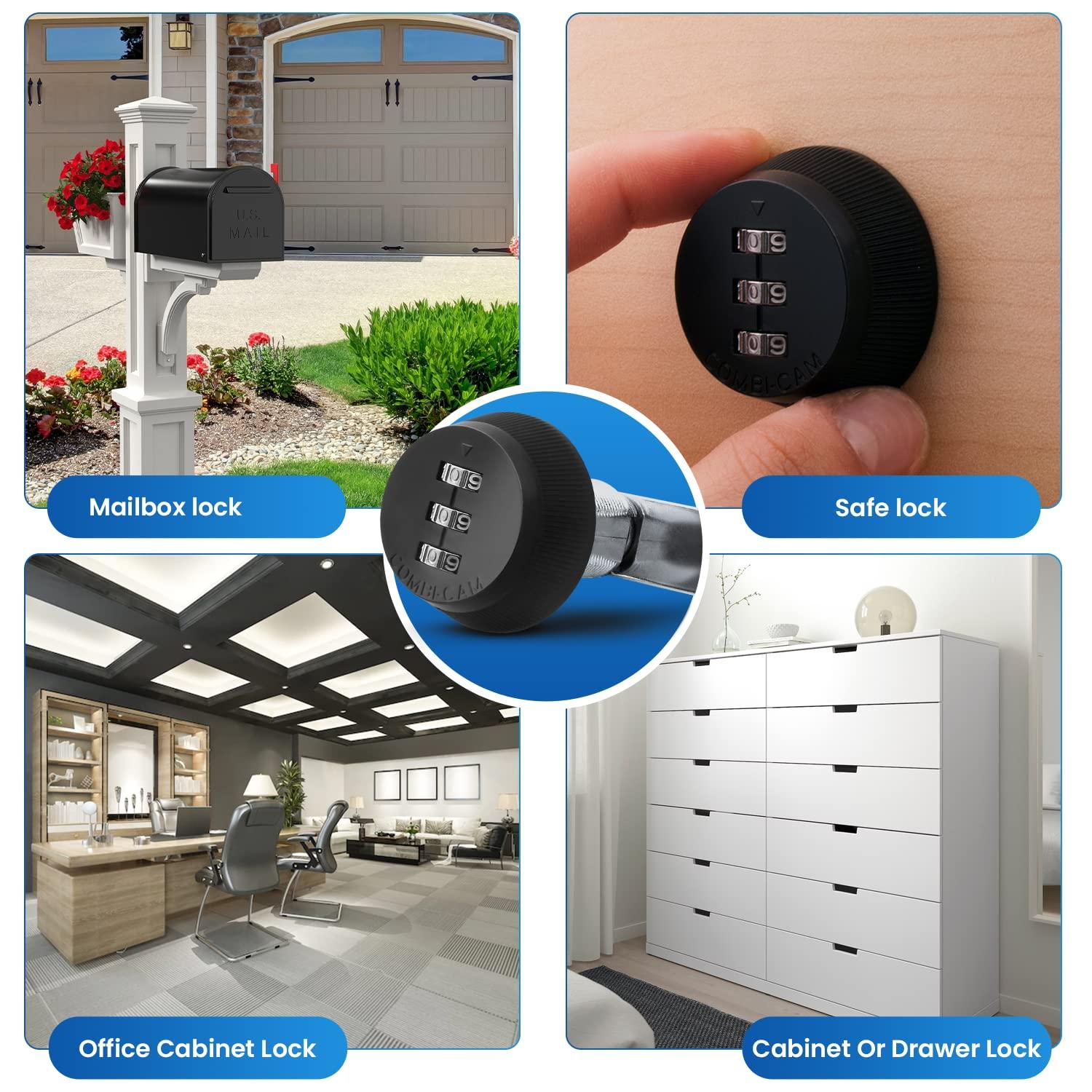 Black Zinc Keyless Combination Cam Lock for Cabinets and Drawers