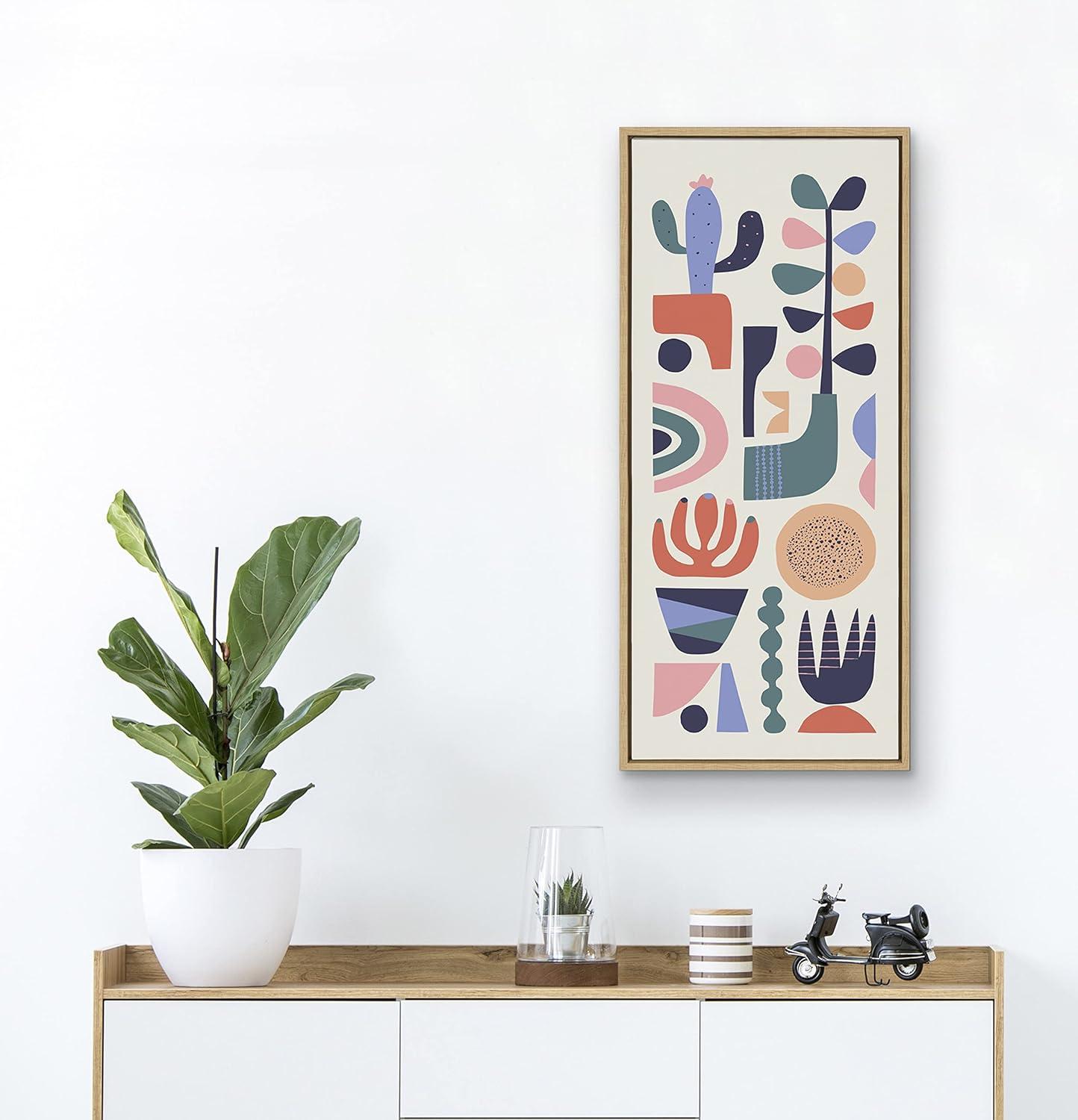 Sylvie Mid Century Succulents by Rachel Lee Framed Wall Canvas Natural - Kate & Laurel All Things Decor