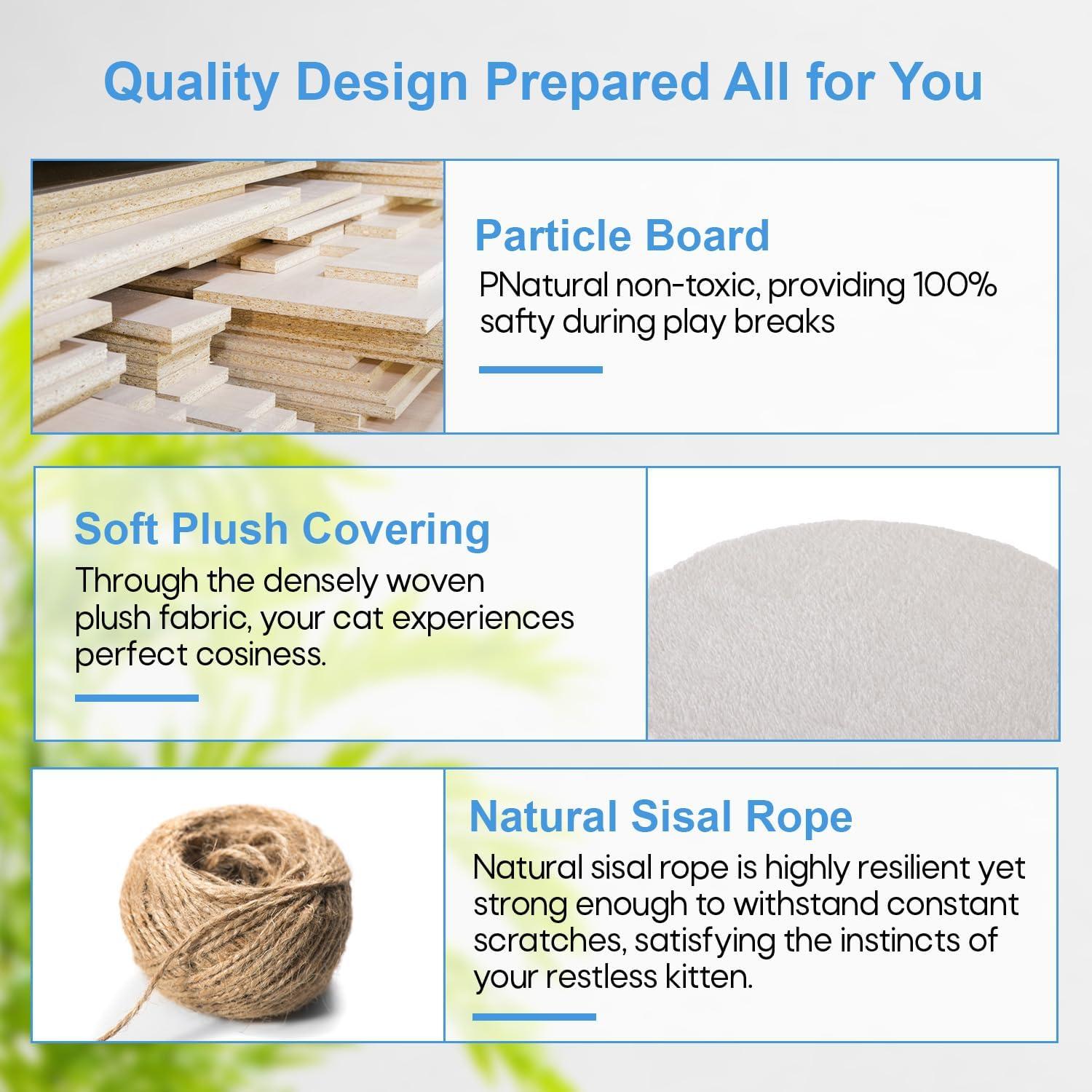 QuellQuest 54in Multi-Level Cat Tree Tower Furniture Activity Center with Scratching Posts, Toys and Condo for Indoor Kittens, Beige