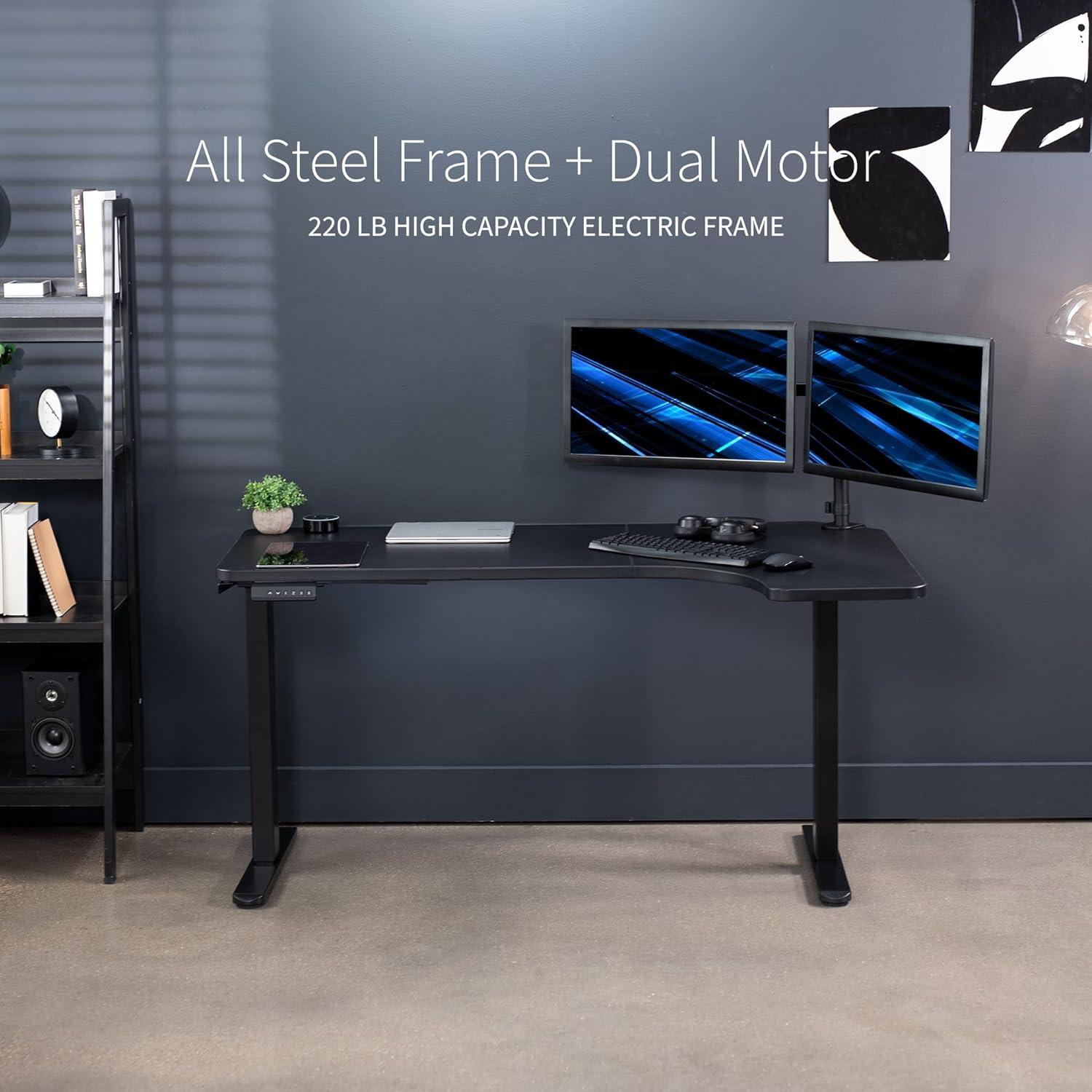 VIVO Black Electric 58" x 35" Dual Motor Standing Corner Desk, DESK-KIT-E2RB