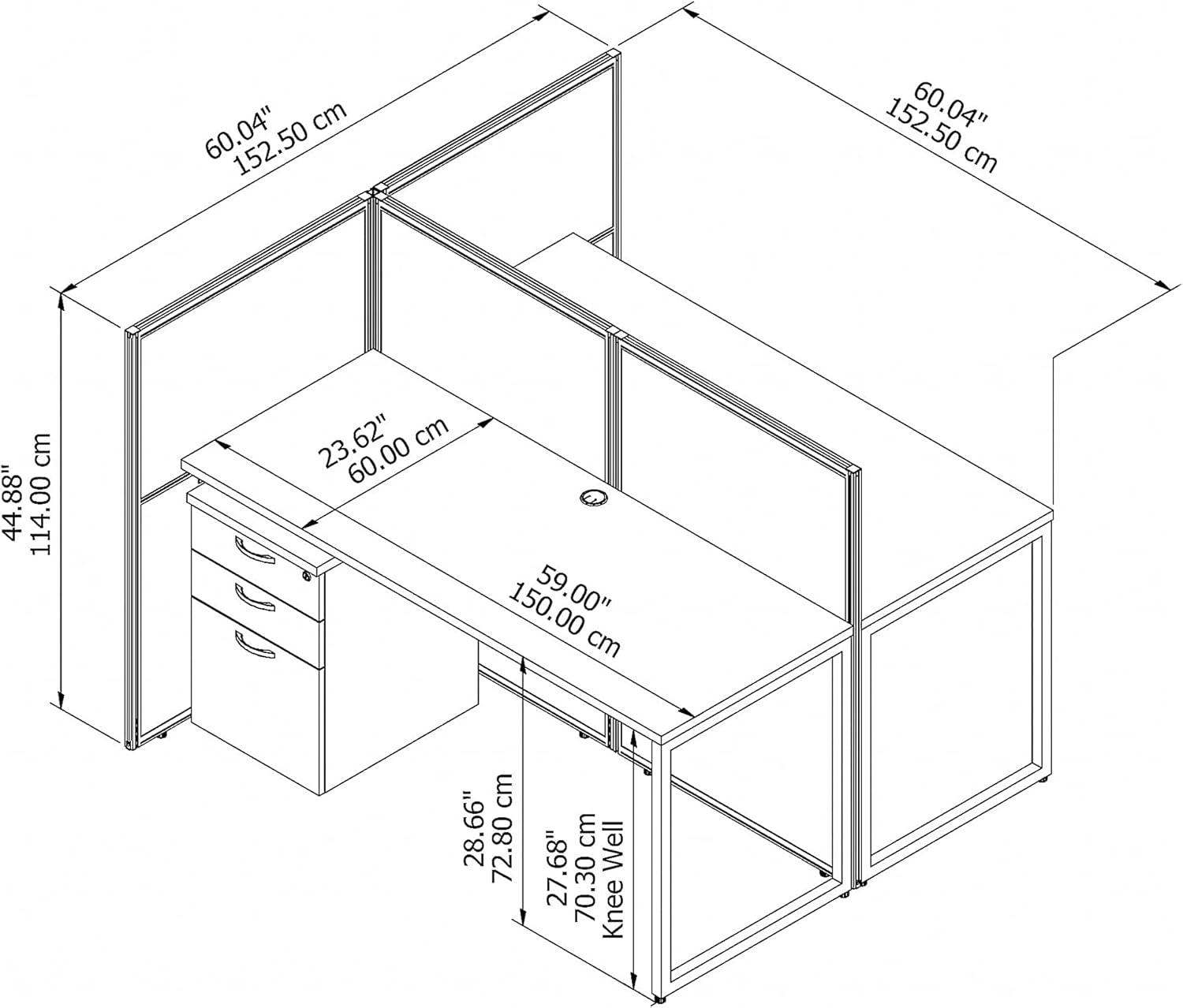 Bush Business Furniture Easy Office Rectangle 2 Person Cubicle with Cable Management