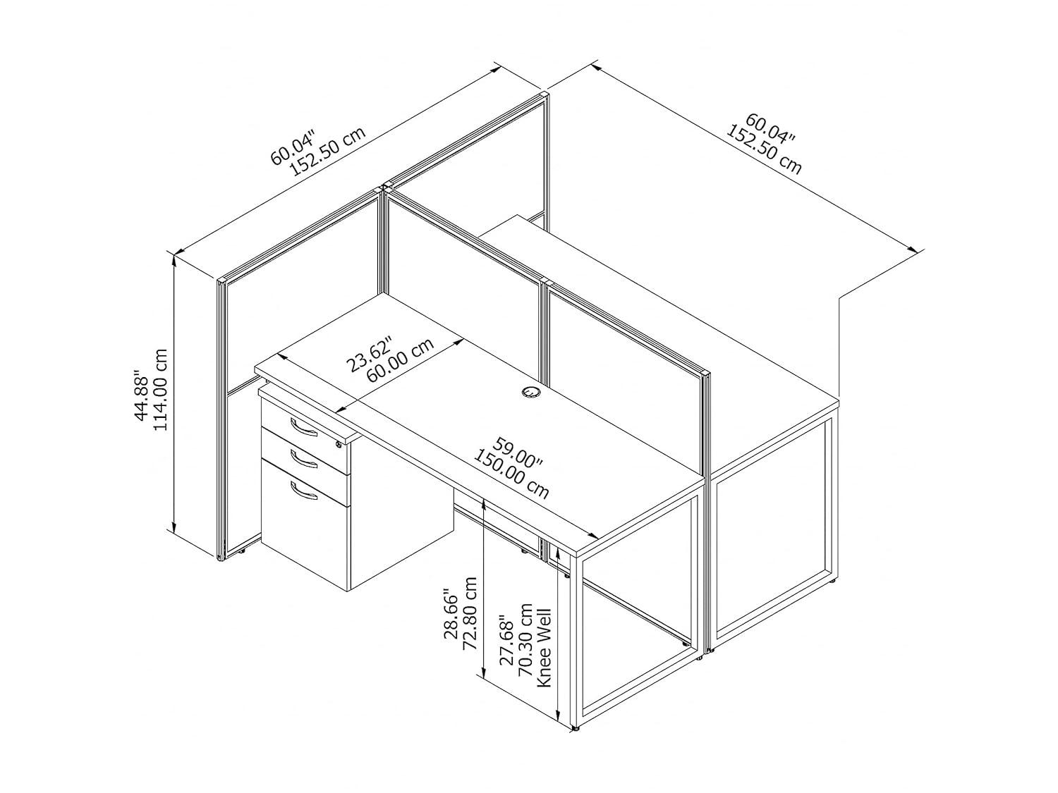 Bush Business Furniture Easy Office Rectangle 2 Person Cubicle with Cable Management