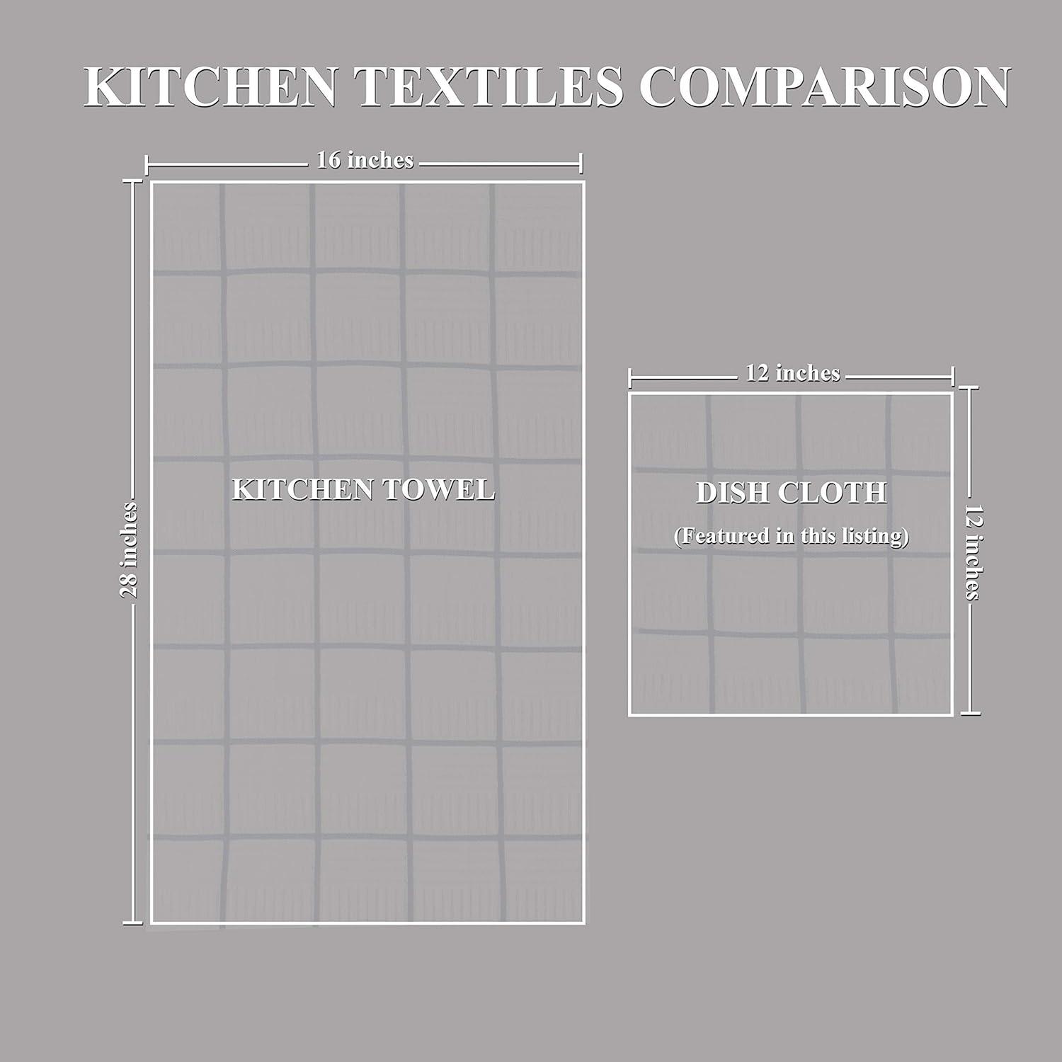 Sticky Toffee Cotton Dishcloths Set of 8, Green and White, 12 x 12 in, Absorbent Reusable Tea Towels and Cleaning Cloths, Oeko-Tex Cotton