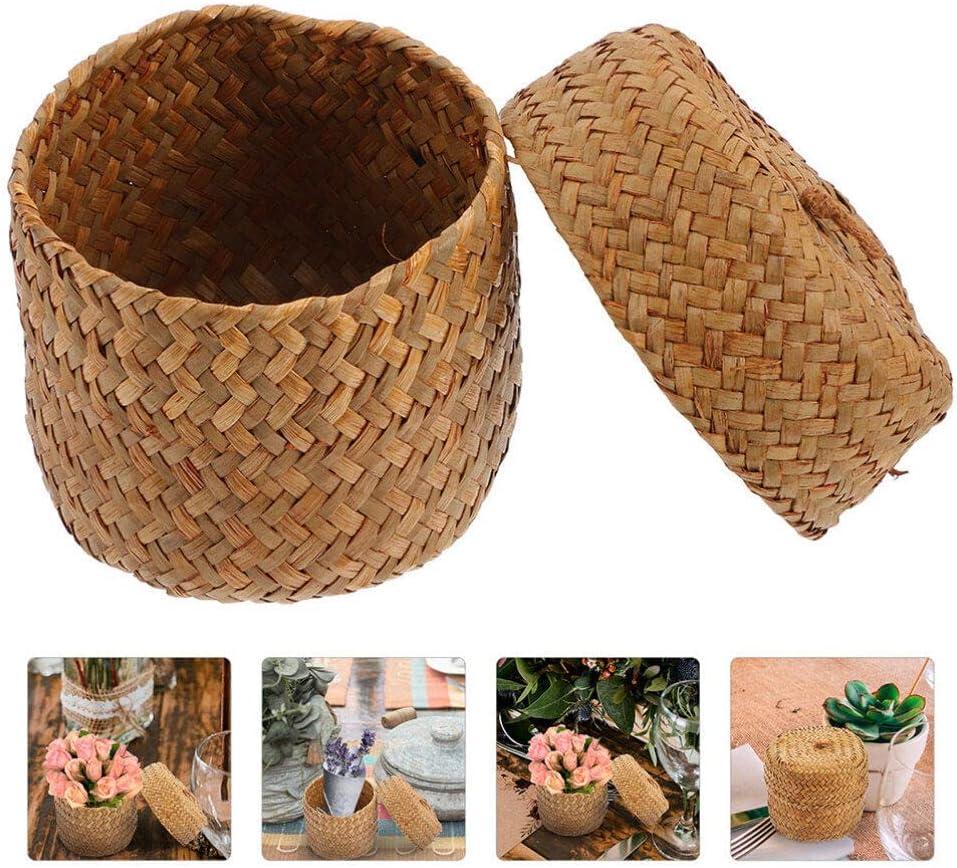 2 Pcs Sea Small Basket with Lid Flower Box Woven Gift Practical