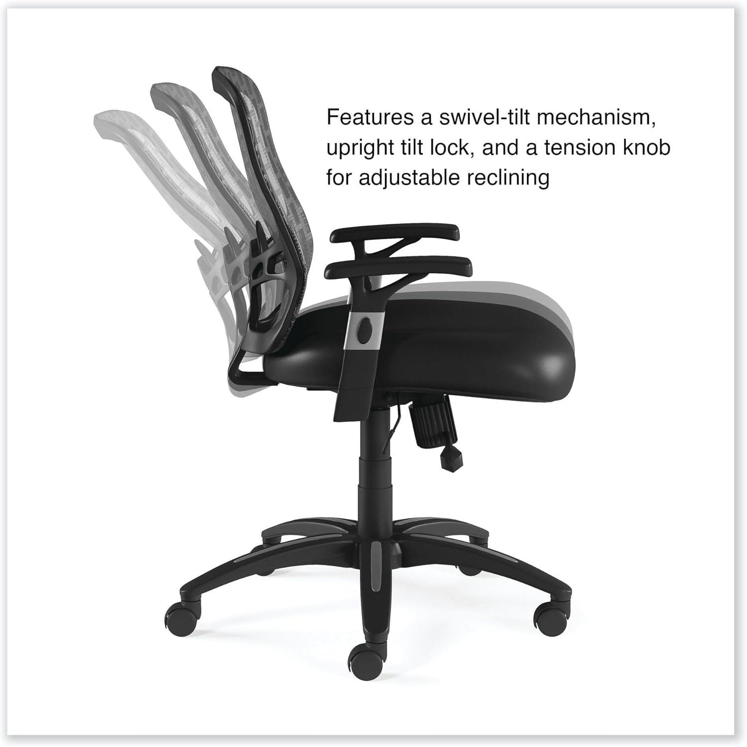 LuxComfort Black Mesh & Faux Leather Adjustable Task Chair