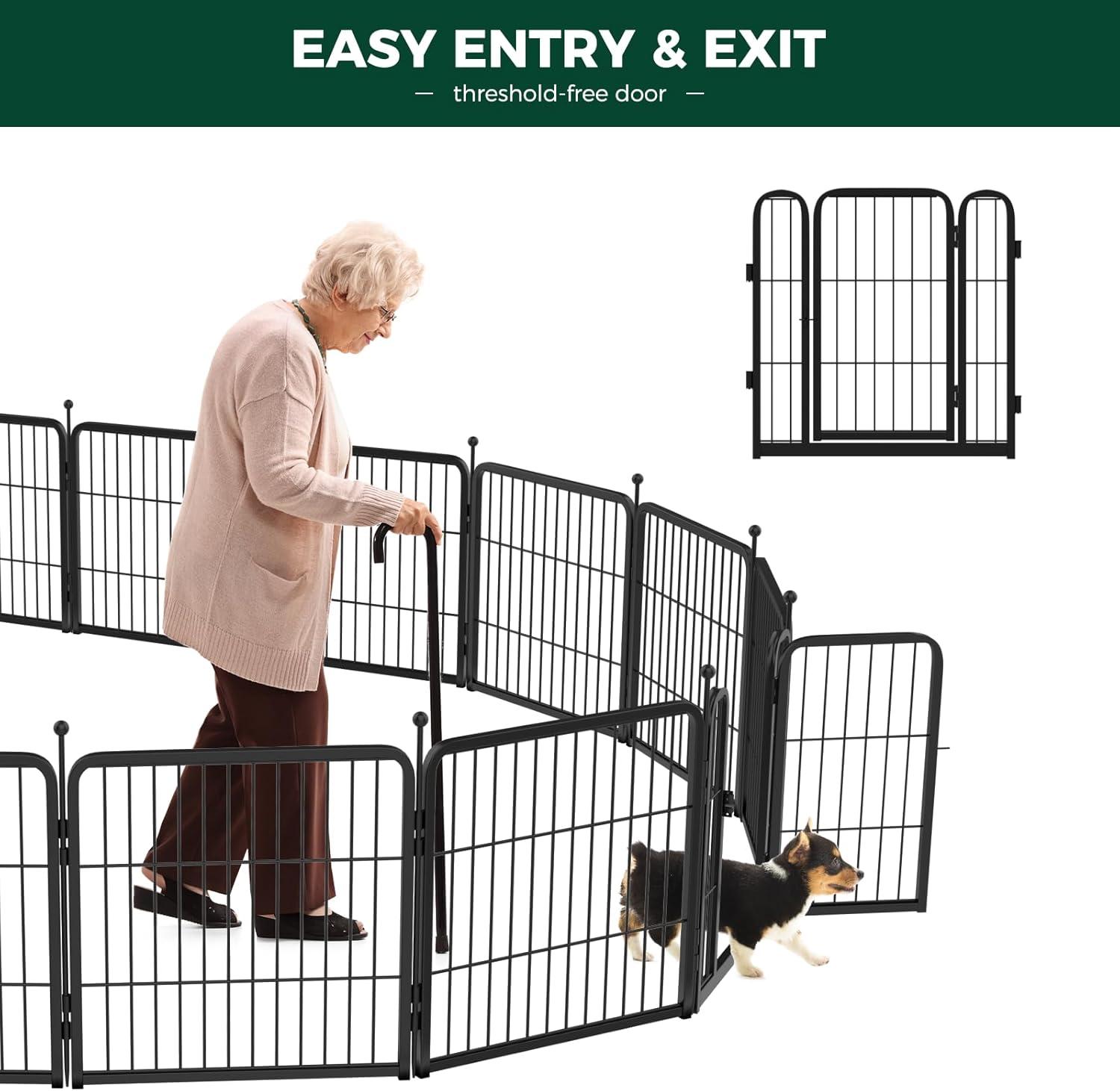 FXW Black Metal 24'' 16-Panel Outdoor Dog Playpen