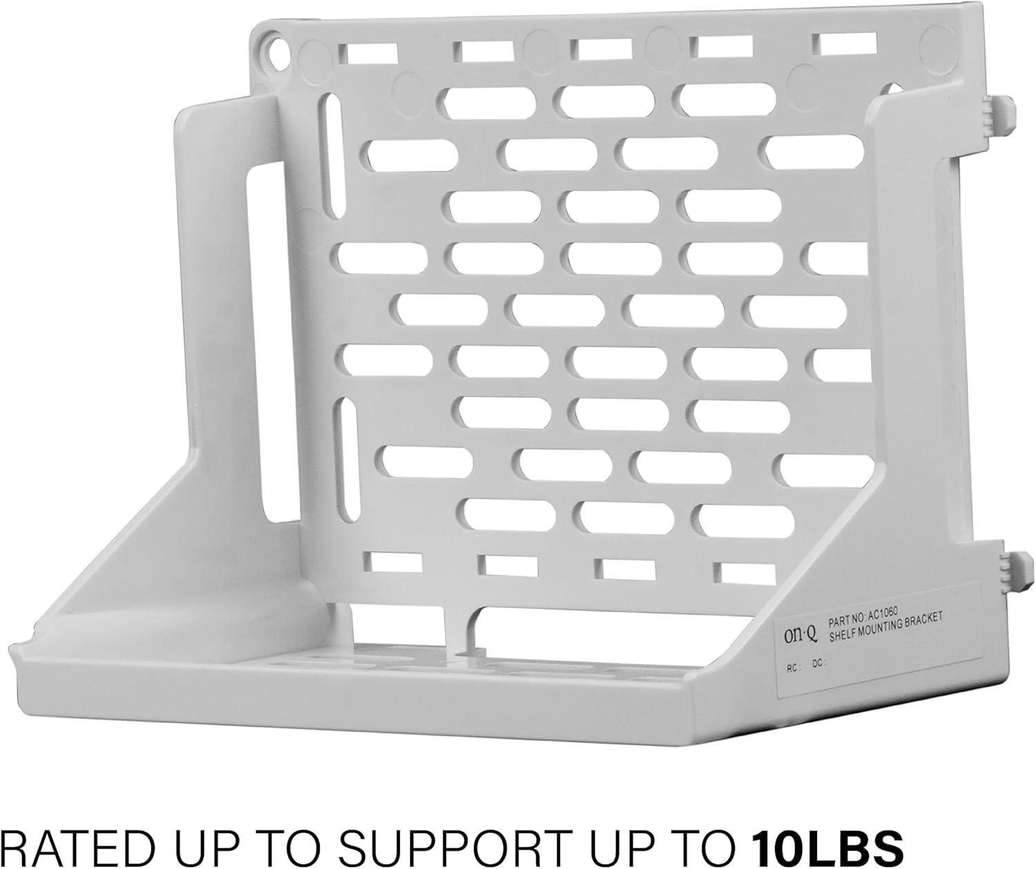 White Plastic Vented Shelf Mounting Bracket with Strap