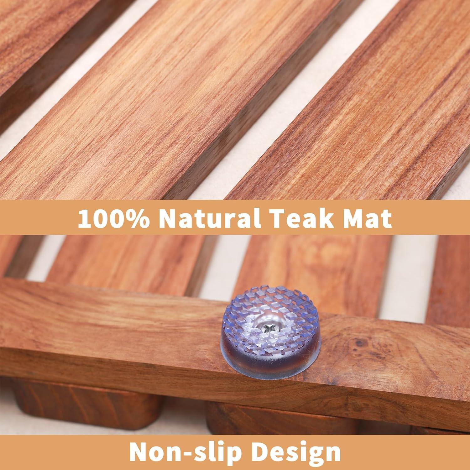 24" x 18" Teak Wood Non-Slip Shower Mat