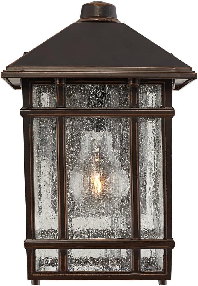 Kathy Ireland Sierra Craftsman Mission Outdoor Wall Light Fixture Rubbed Bronze 11" High Frosted Seeded Glass Panels for Post Exterior Barn Deck House