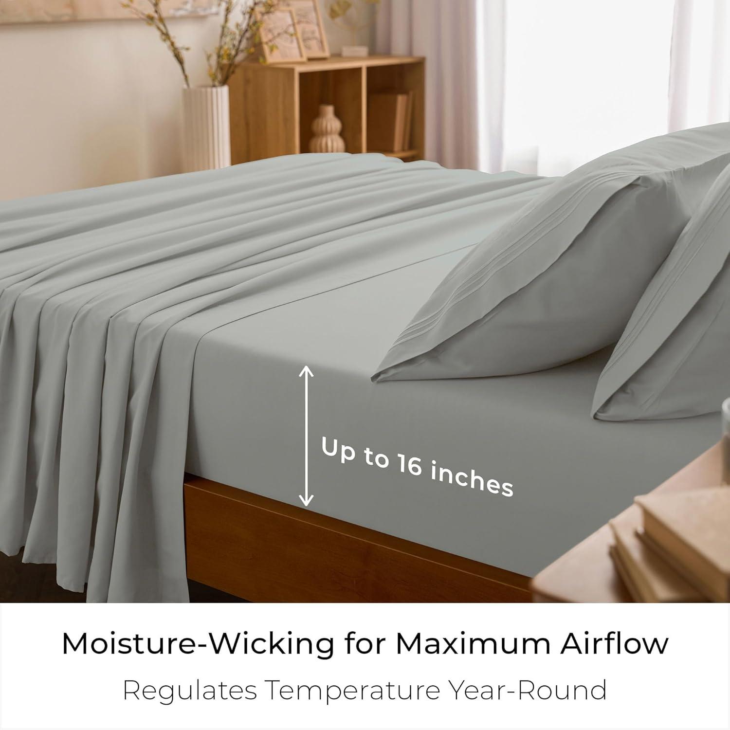Mellanni Brushed Microfiber Sheet Set, Queen, Spa Mint, 4 Piece