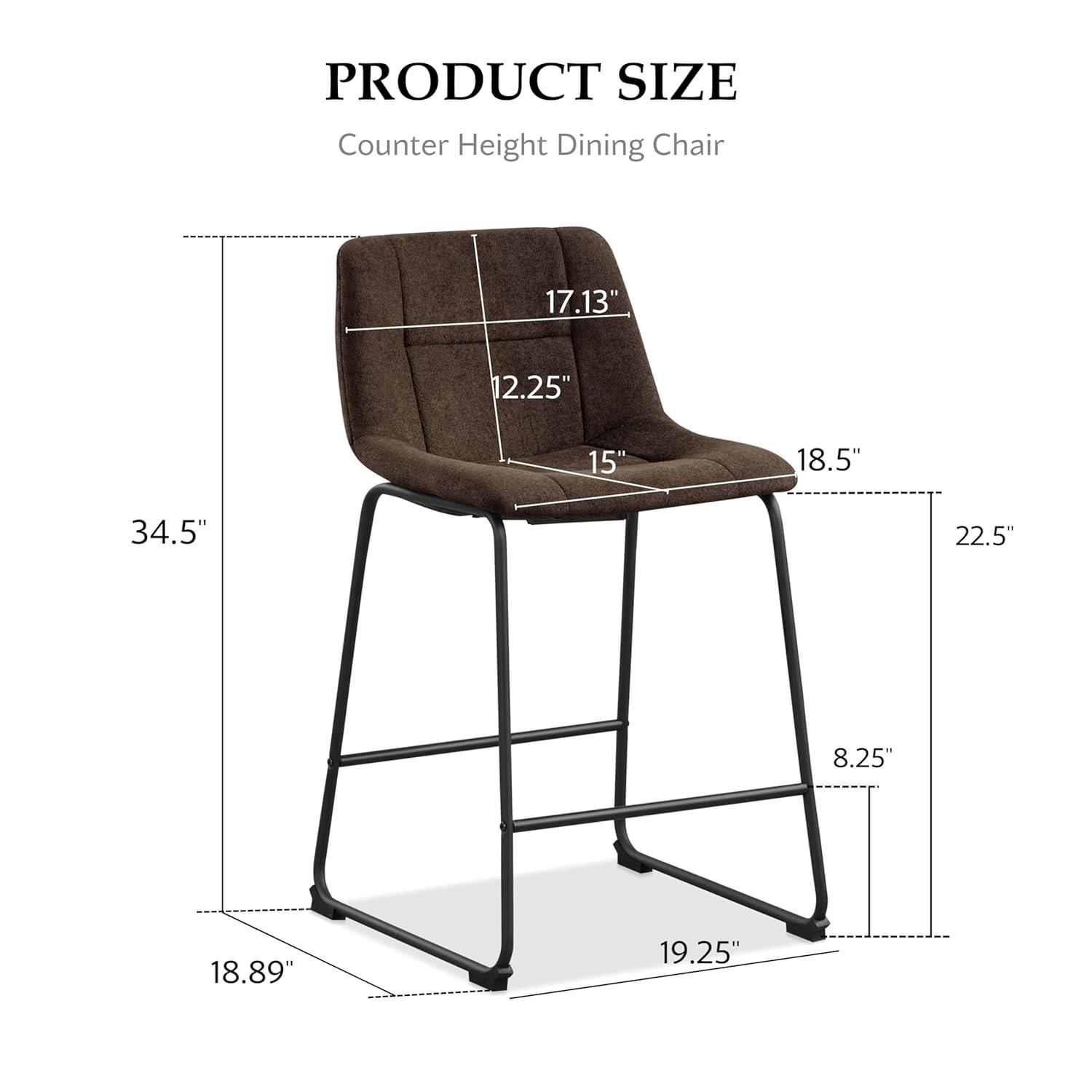 Furniture of America Perri Modern Chenille Counter Height Dining Chairs, Brown (Set of 2)