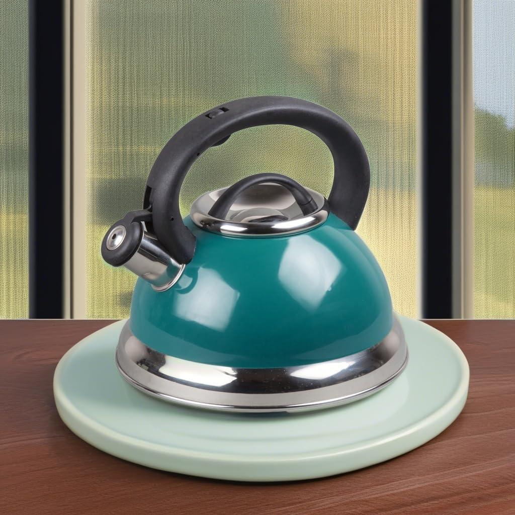 Creative Home Alexa 3.0 Qt. Stainless Steel Whistling Tea Kettle, Aqua