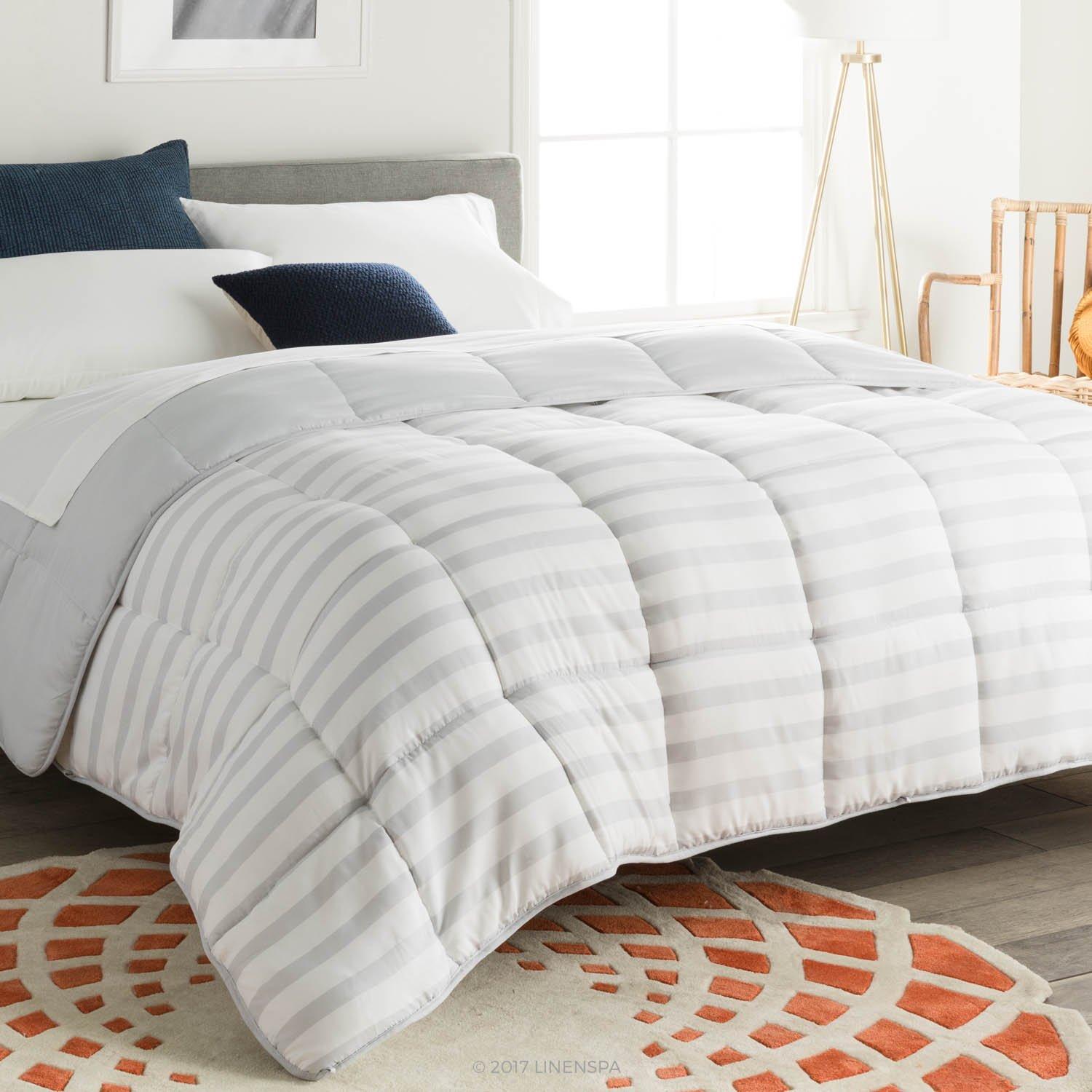 Linenspa Gray/White Microfiber Comforter & Reviews | Wayfair