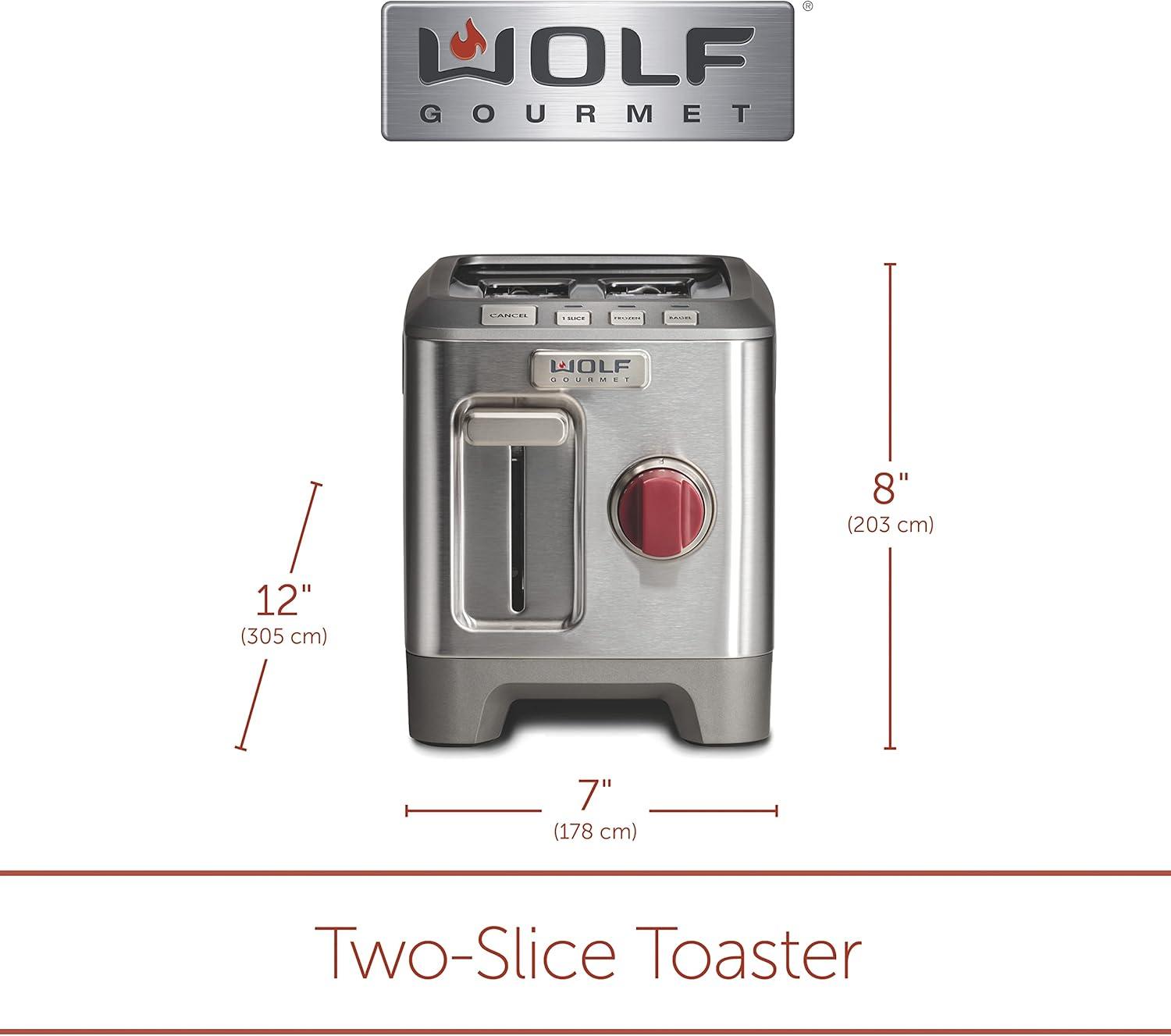 Wolf Gourmet 2-Slice Toaster with 1-Slice Toasting and Red Knob