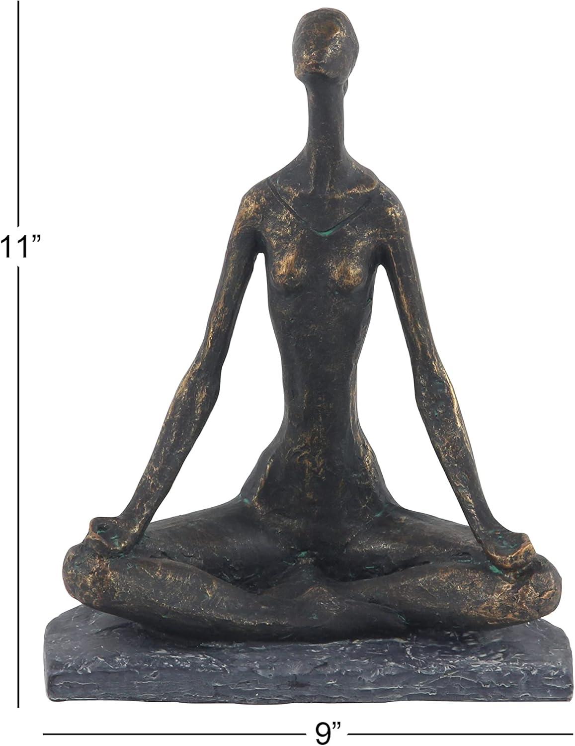 9" x 11" Black Polystone Yoga Sculpture, by DecMode