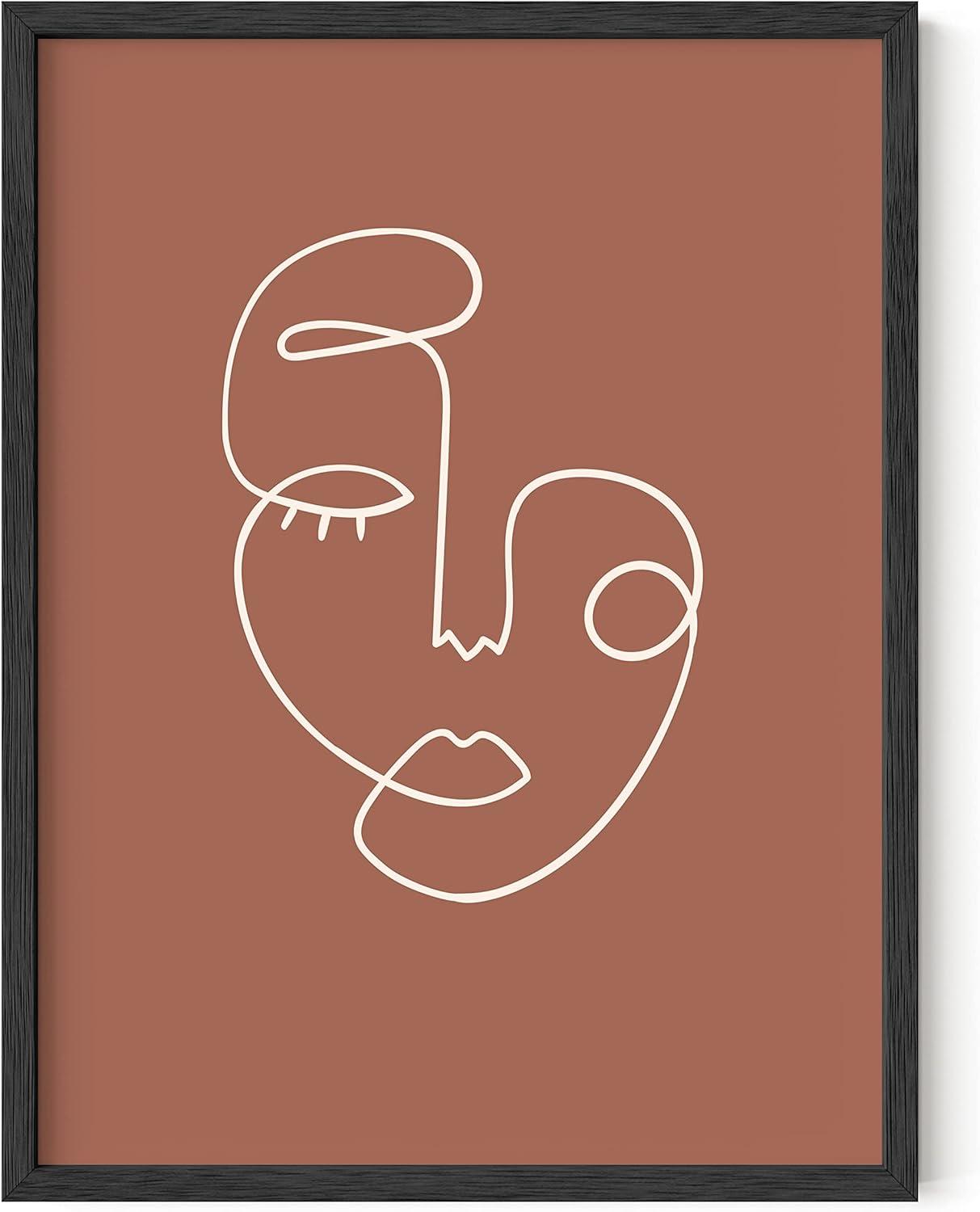 HAUS AND HUES Woman Drawing Line Art Wall Decor - Female Figure Wall Art | Silhouette Drawings Artwork Line Drawing Wall Art Minimalist Wall Decor | 12"x16" UNFRAMED