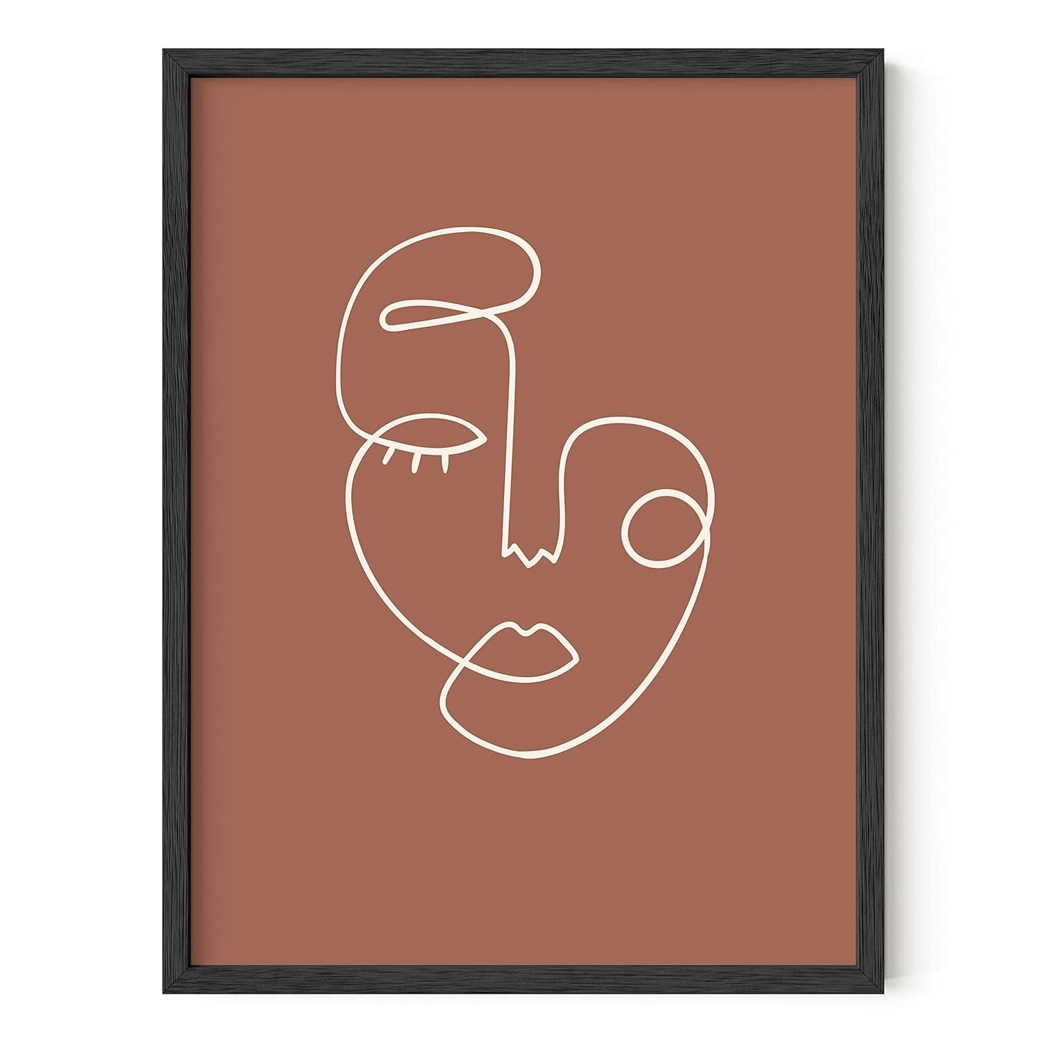 HAUS AND HUES Woman Drawing Line Art Wall Decor - Female Figure Wall Art | Silhouette Drawings Artwork Line Drawing Wall Art Minimalist Wall Decor | 12"x16" UNFRAMED