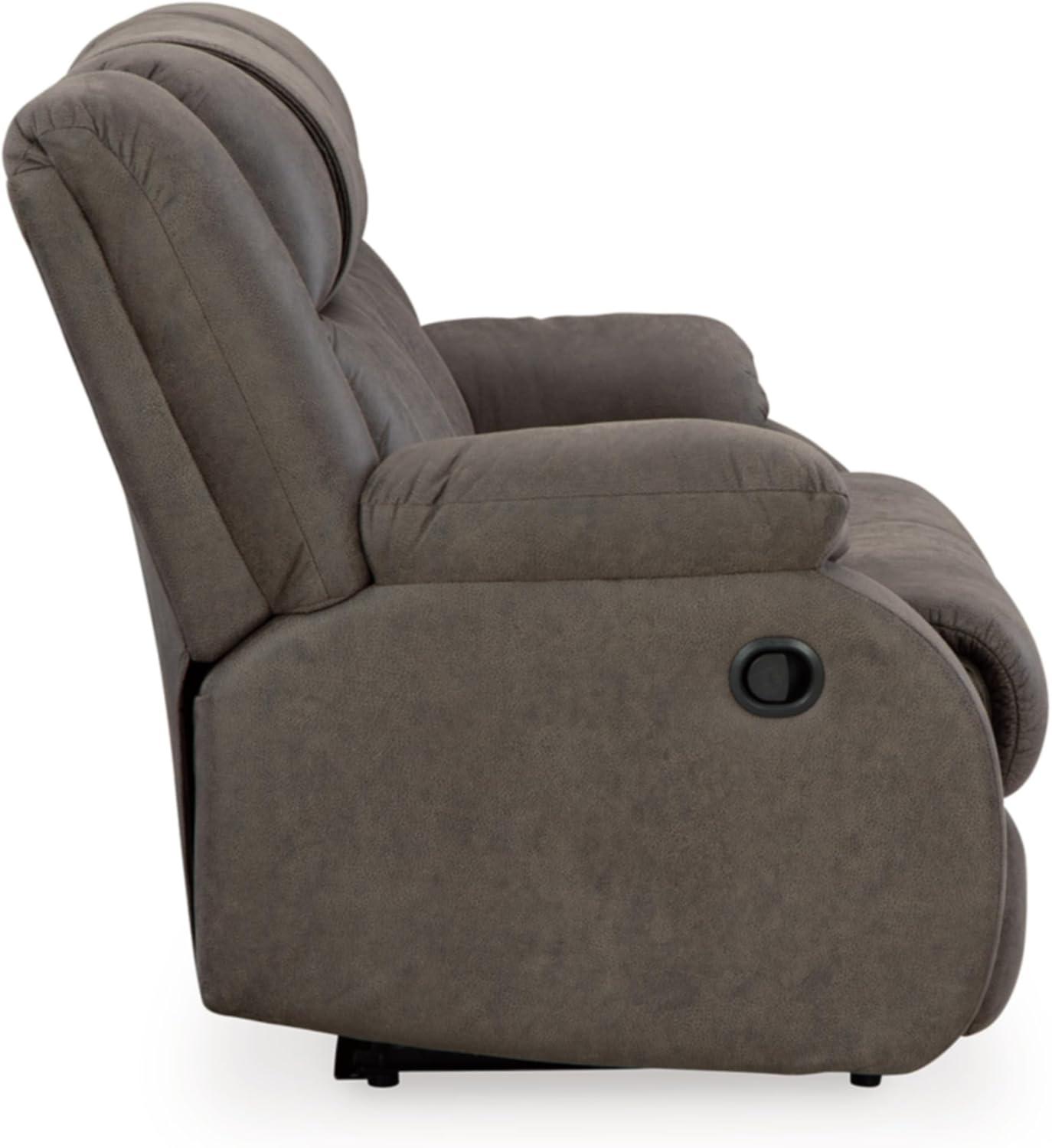 Gunmetal Faux Leather Manual Reclining Loveseat with Pillow-top Arms