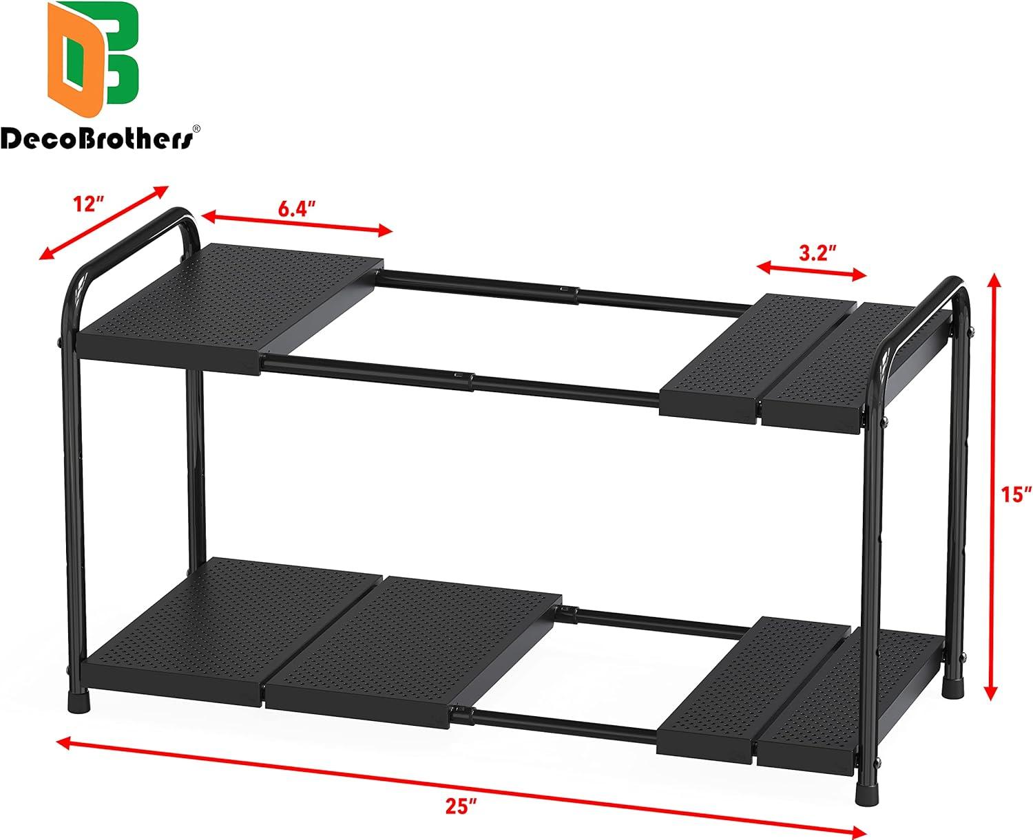 Black Adjustable 2-Tier Under Sink Storage Organizer