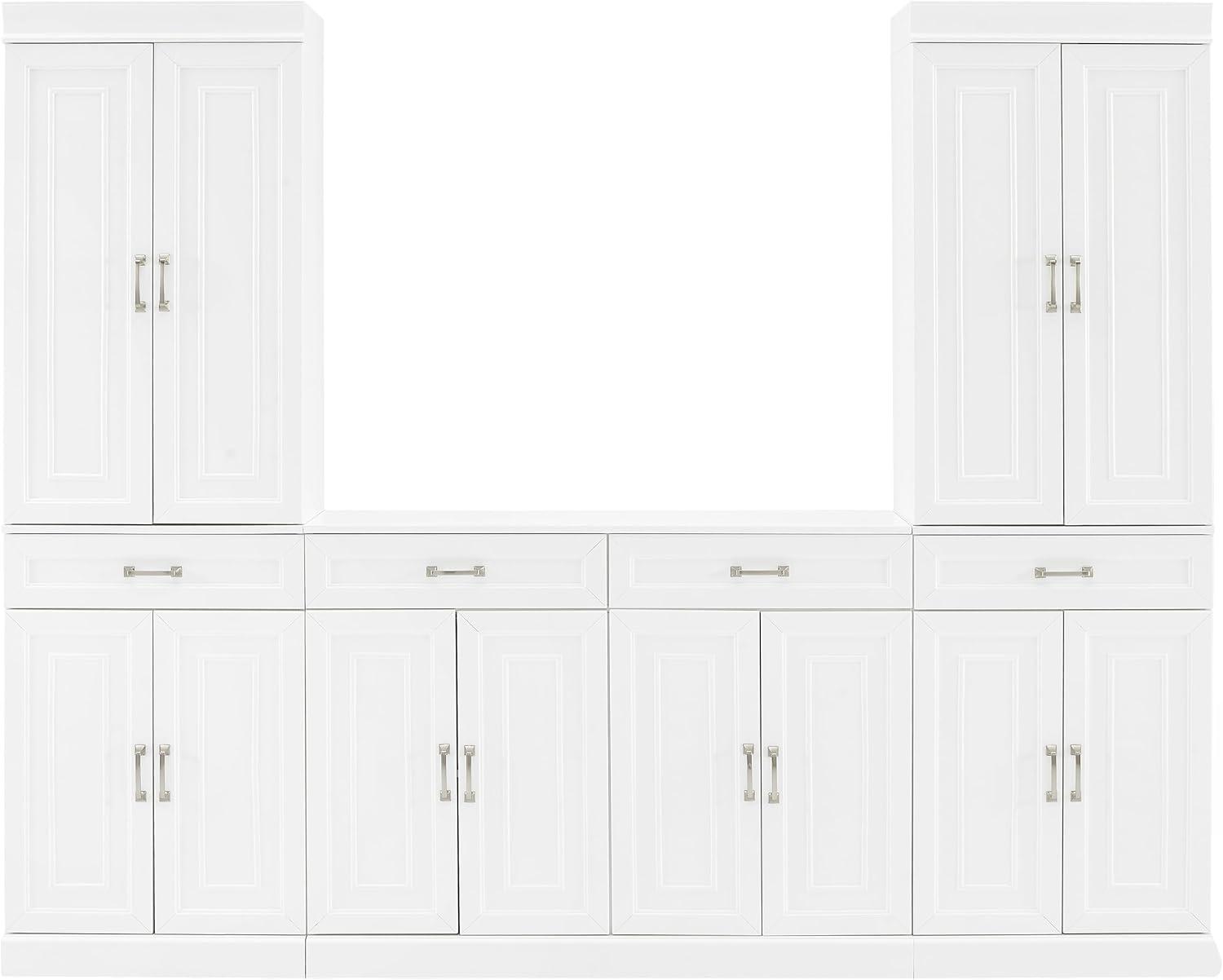 3pc Stanton Sideboard and Pantry Set White - Crosley: Home Office Storage, Traditional Farmhouse Design