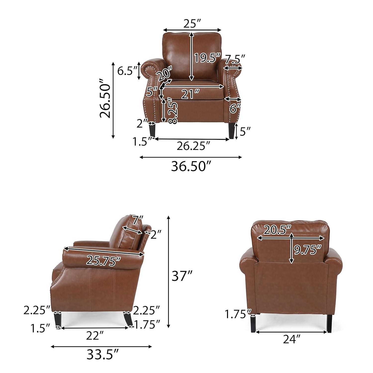 Christopher Knight Home Dowd Faux Leather Club Chair with Nailhead Trim Cognac Brown