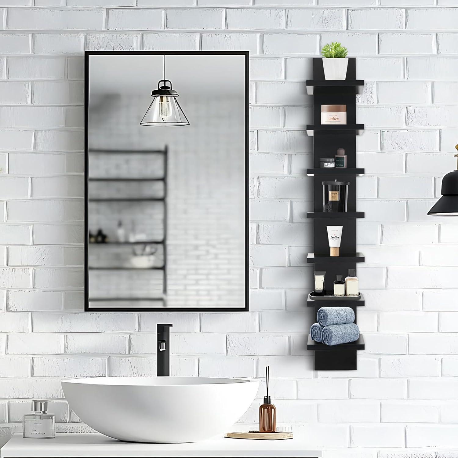 5 Tier Wall Shelf Unit, Brown Wall Shelf, Multifunctional Display Floating Shelf, Bedroom and Home Decor Organizer